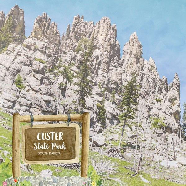 National Park Collection South Dakota State Park Custer 12 x 12 Double-Sided Scrapbook Paper by Scrapbook Customs - Scrapbook Supply Companies