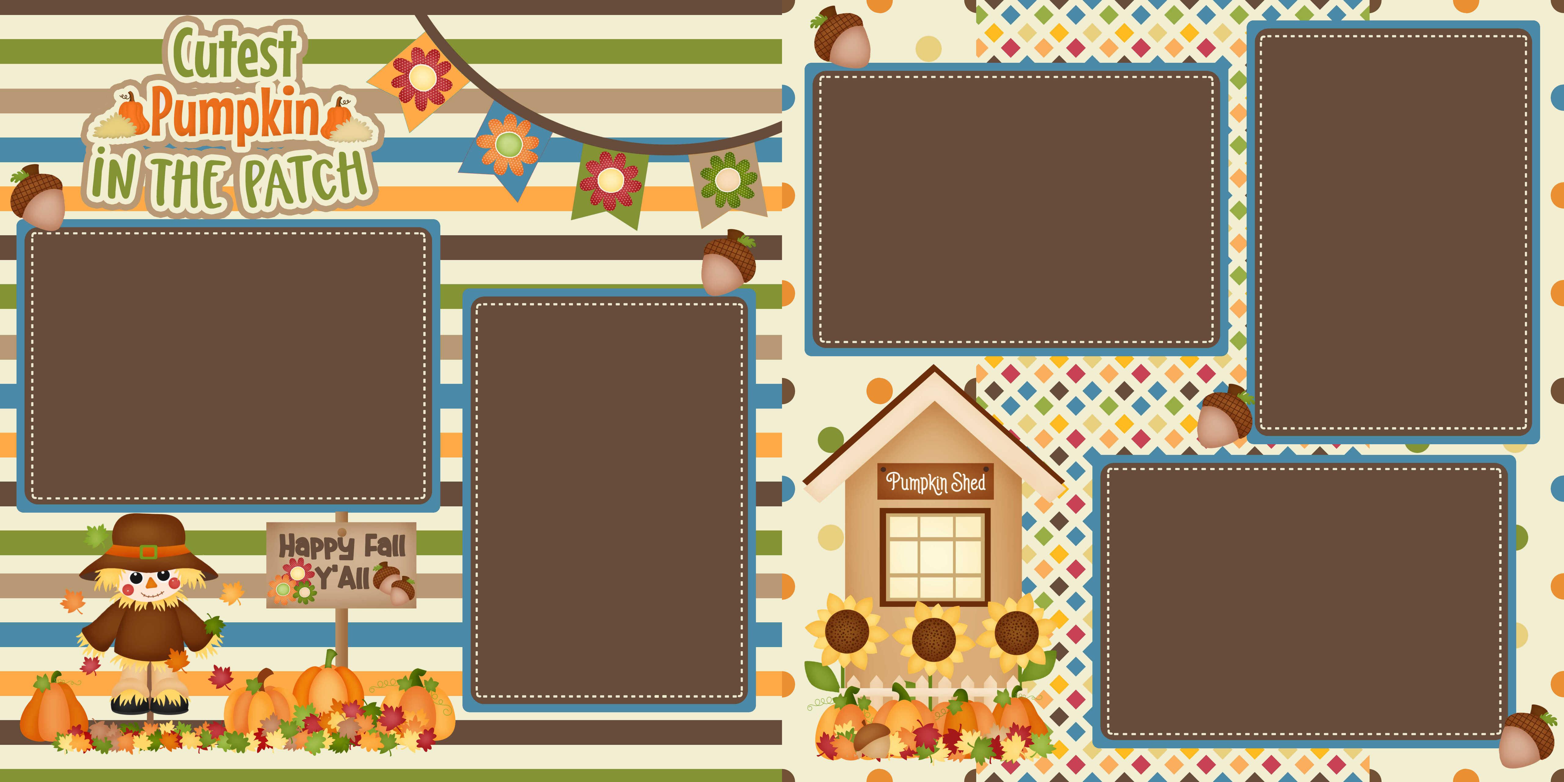 Cutest Pumpkin in the Patch (2) - 12 x 12 Premade, Printed Scrapbook Pages by SSC Designs