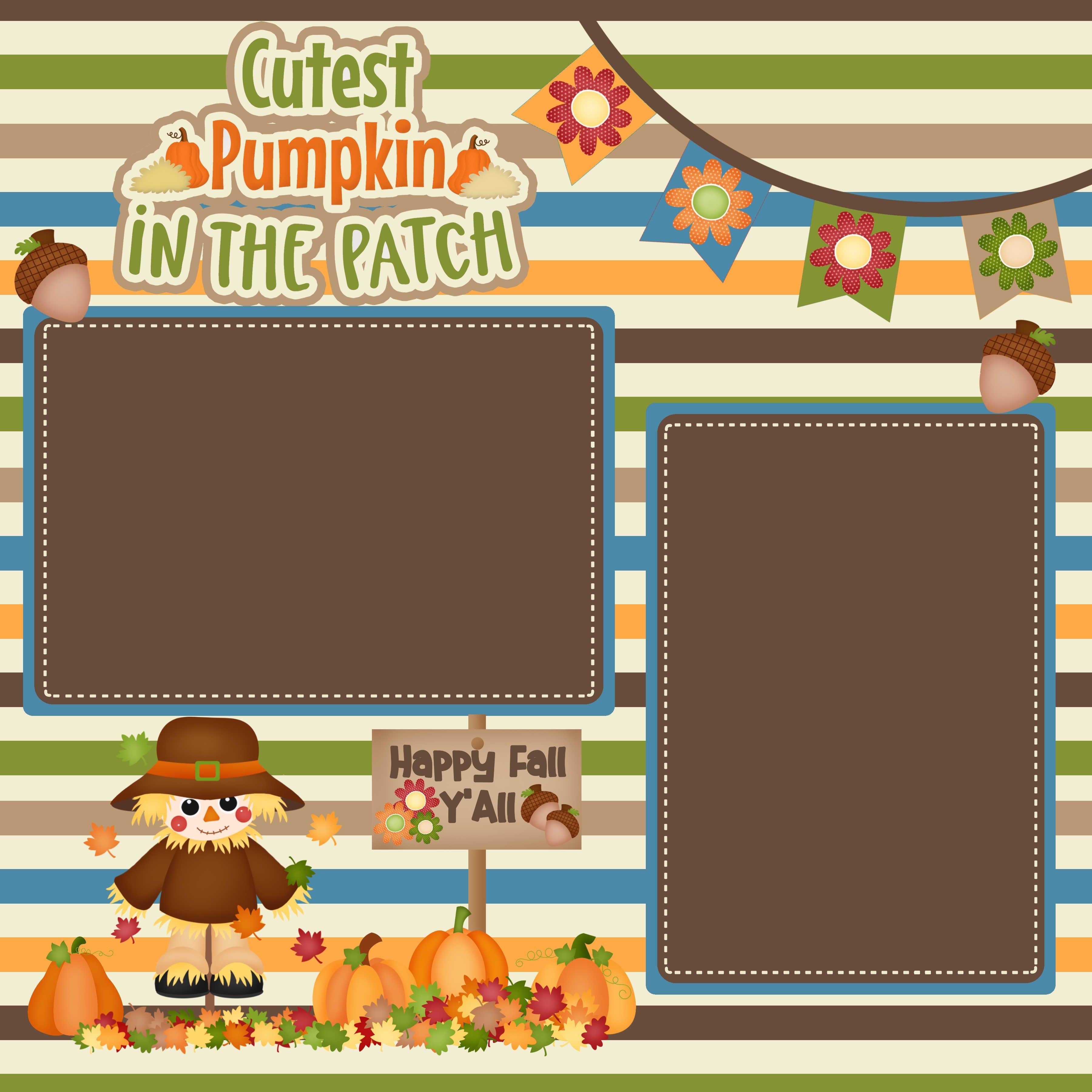 Cutest Pumpkin in the Patch (2) - 12 x 12 Premade, Printed Scrapbook Pages by SSC Designs - Scrapbook Supply Companies