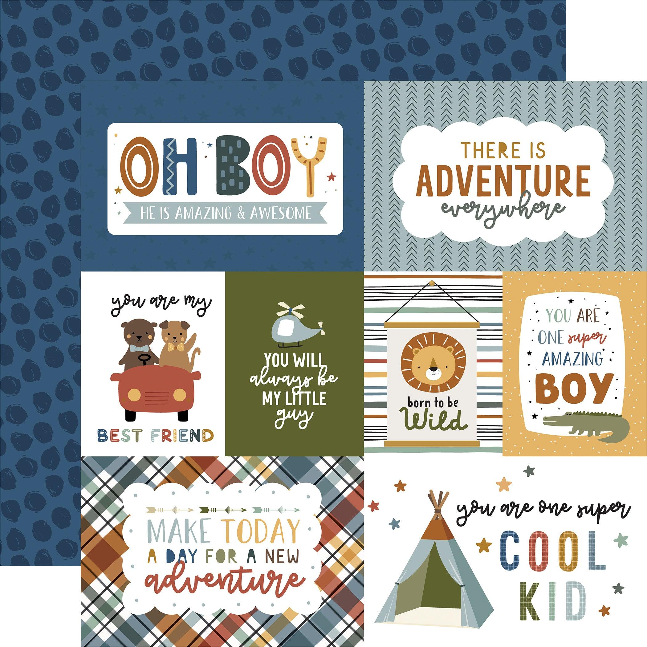 Paper House Hello Baby Cardstock Stickers 12x12 Blue Boy