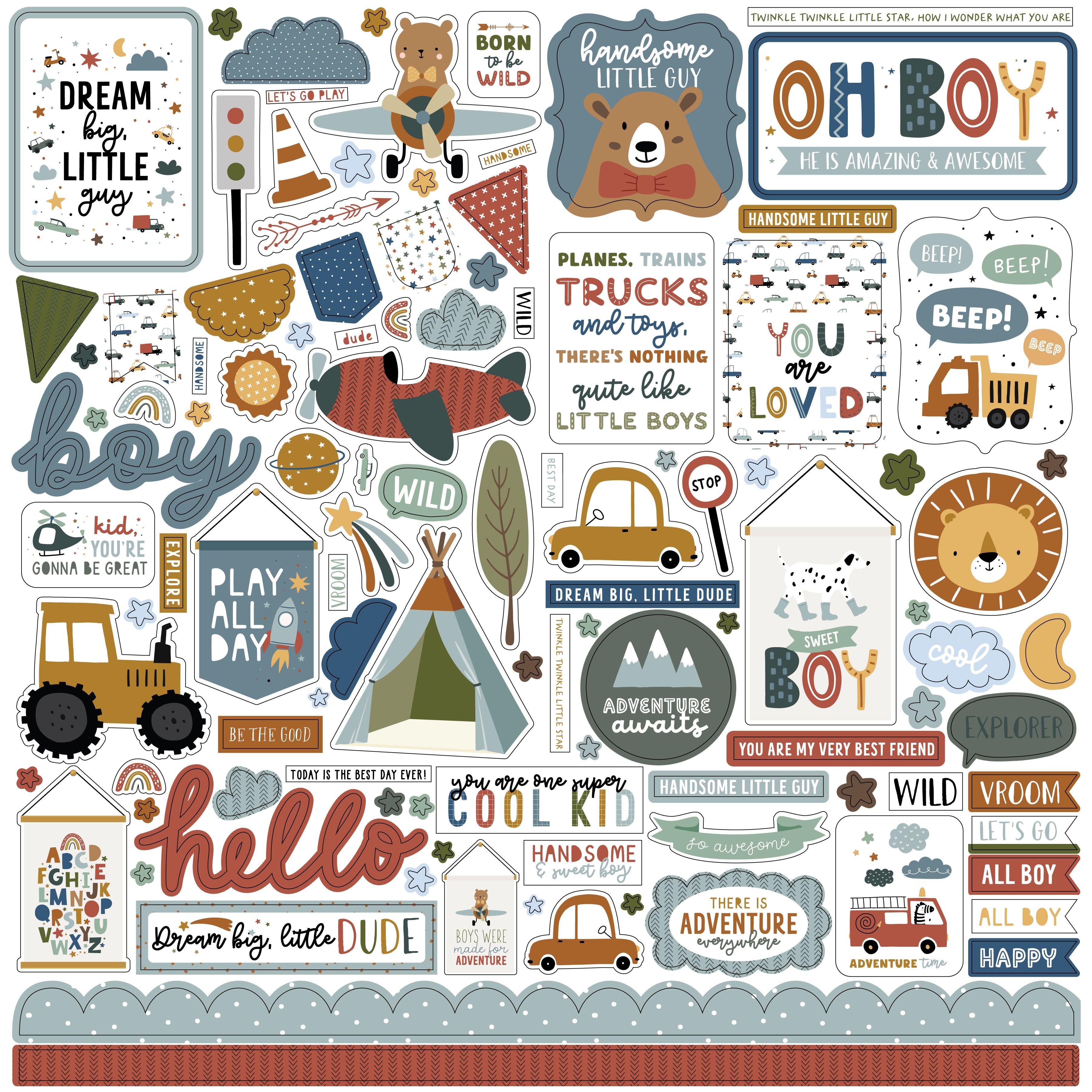 Dream Big Little Boy Collection 12 x 12 Scrapbook Paper & Sticker Pack by Echo Park Paper - Scrapbook Supply Companies