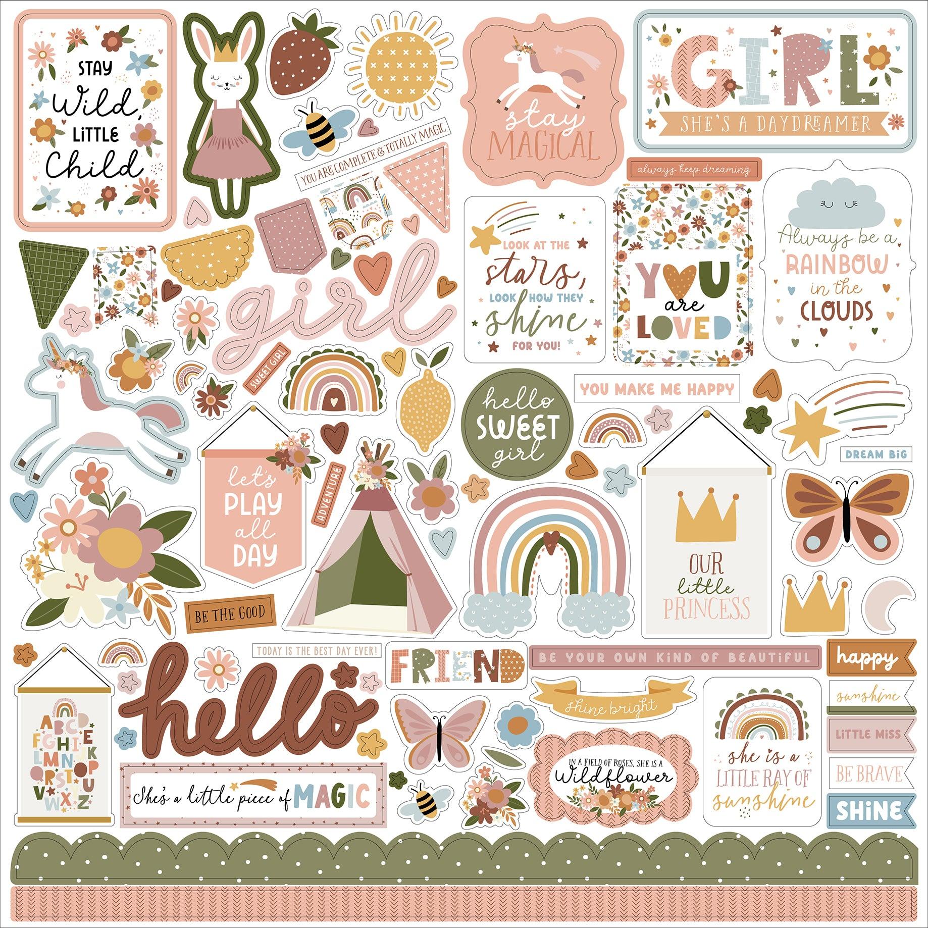 Dream Big Little Girl Collection 12 x 12 Scrapbook Paper & Sticker Pack by Echo Park Paper - Scrapbook Supply Companies