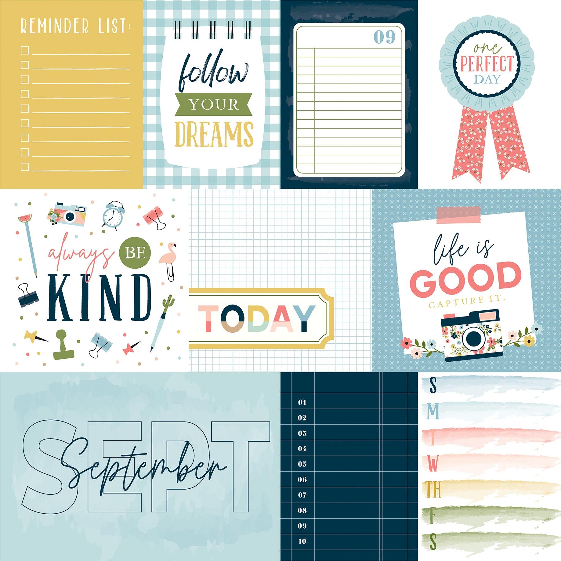 Day In The Life Collection September 12 x 12 Double-Sided Scrapbook Paper by Echo Park Paper - Scrapbook Supply Companies