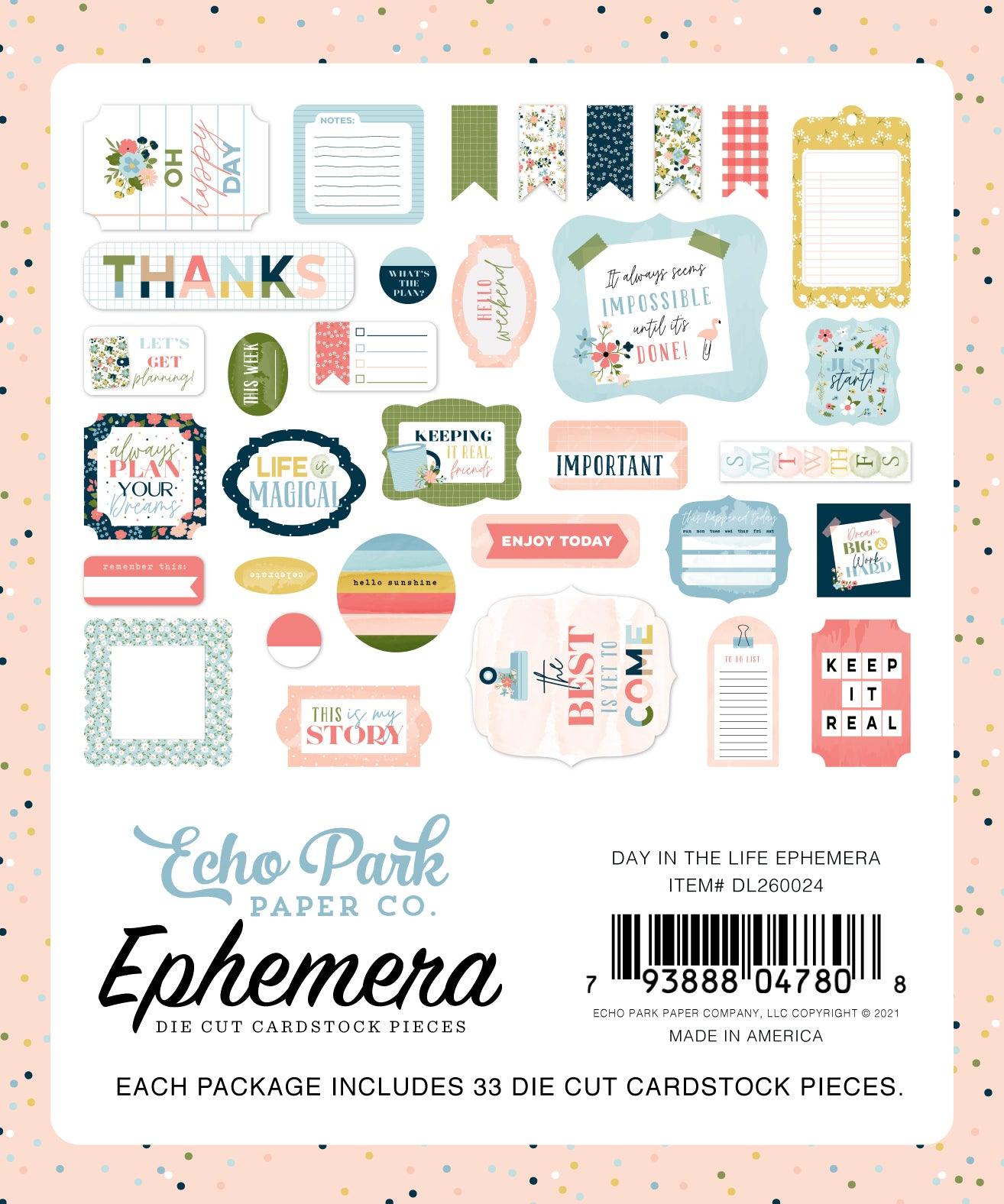 Day In The Life Collection 5 x 5 Scrapbook Ephemera Die Cuts by Echo Park Paper - Scrapbook Supply Companies