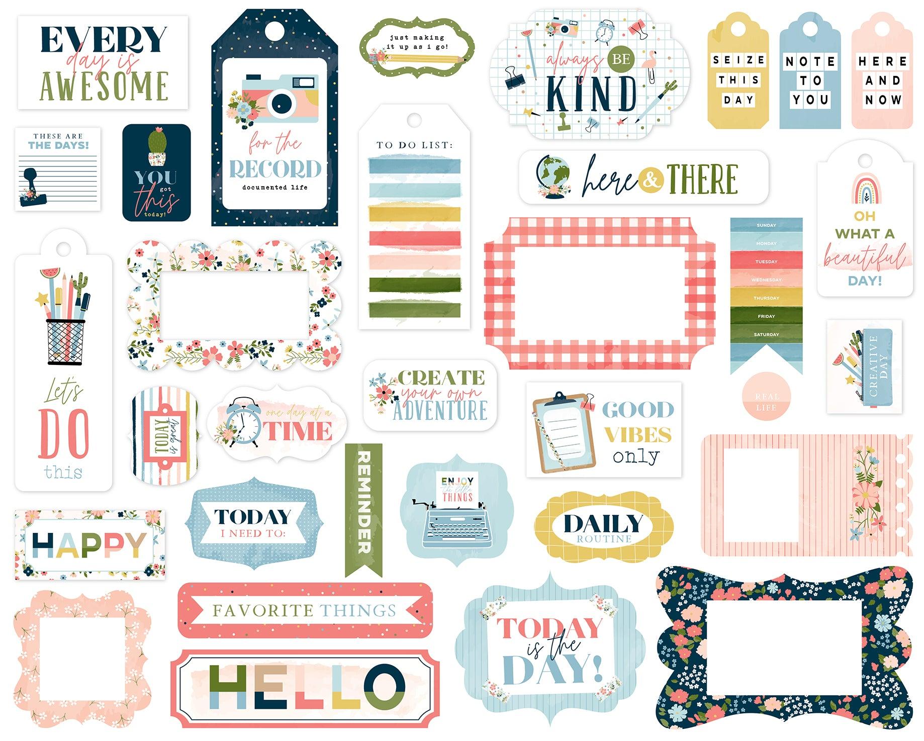 Day In The Life Collection 5 x 5 Scrapbook Tags & Frames Die Cuts by Echo Park Paper - Scrapbook Supply Companies