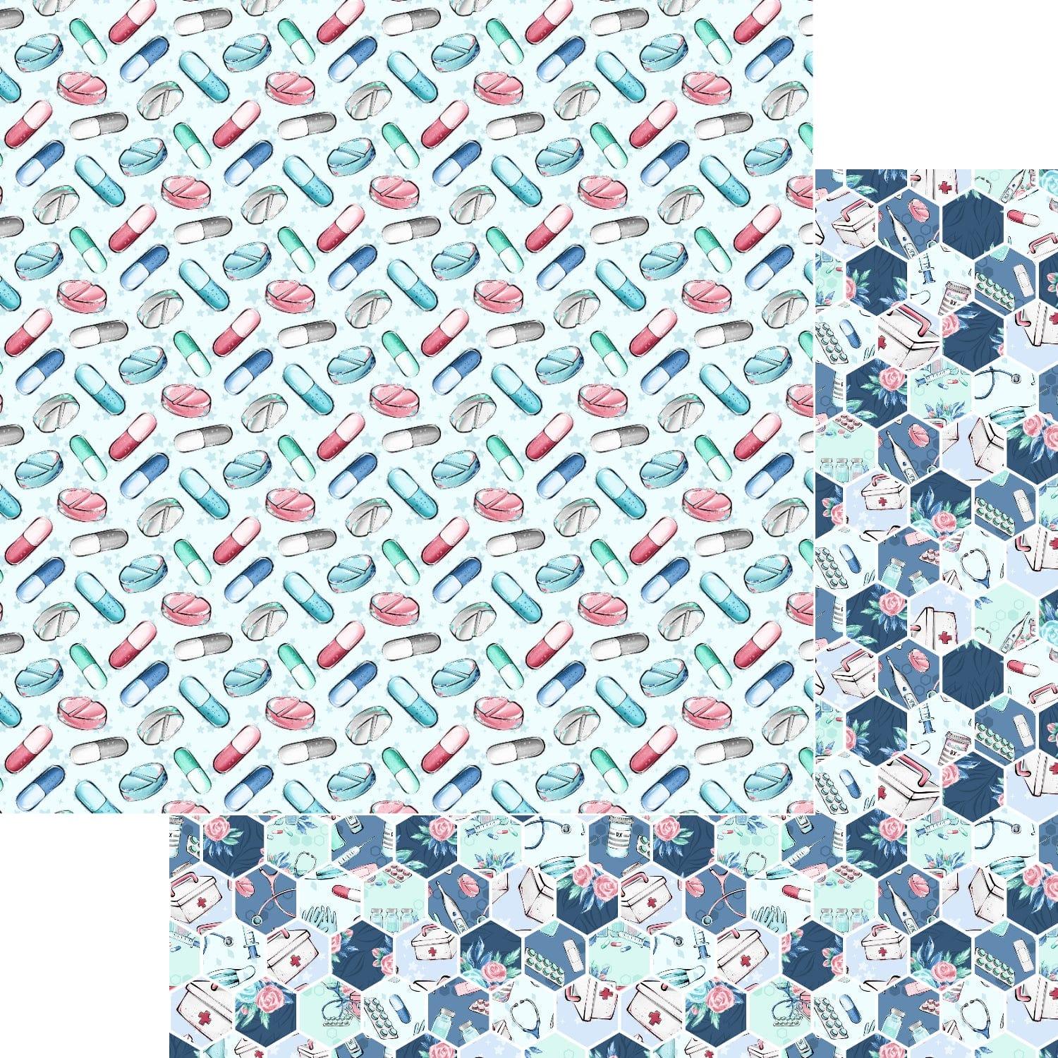 Doctors & Nurses Collection Pill Pusher 12 x 12 Double-Sided Scrapbook Paper by SSC Designs