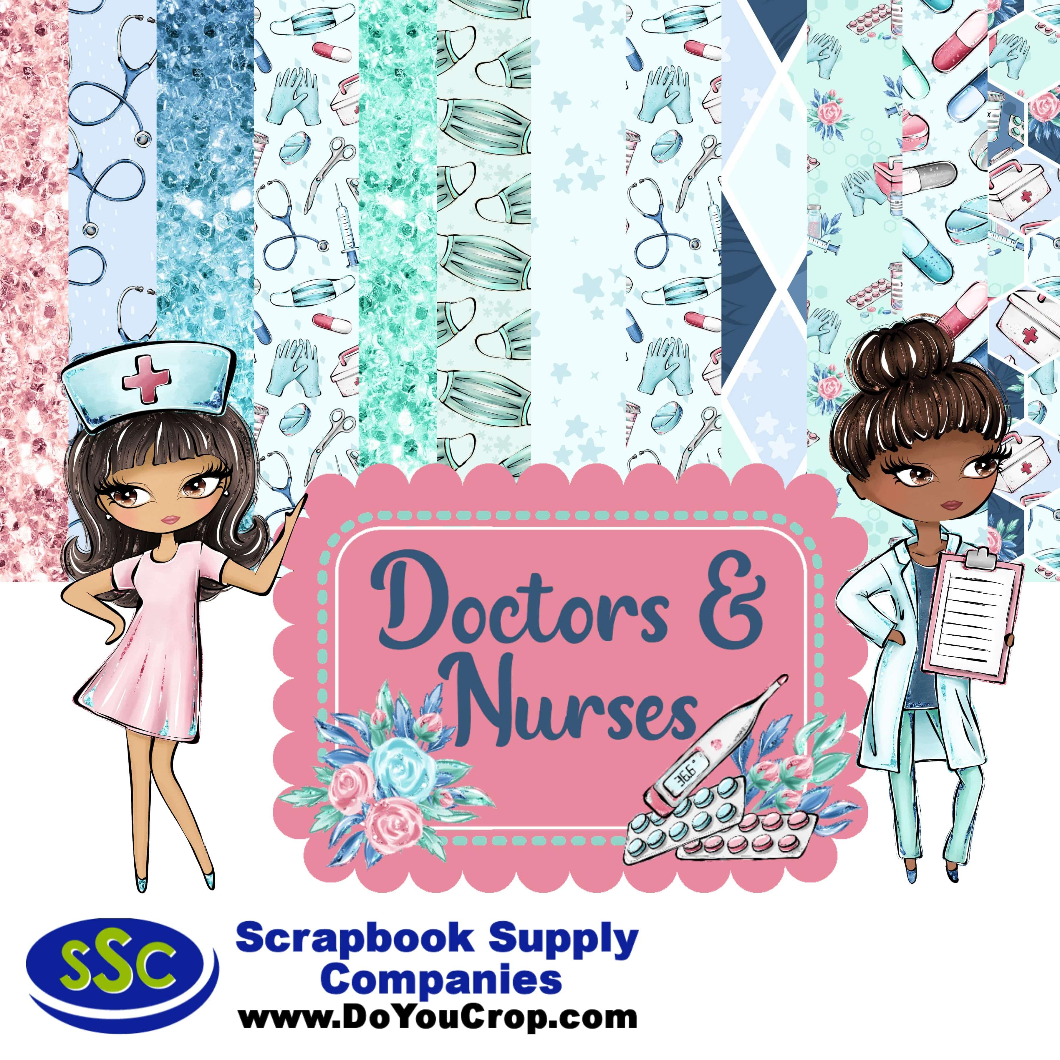 Phantasia Design's Doctors & Nurses 12 x 12 Scrapbook Paper & Embellishment Kit by SSC Designs - Scrapbook Supply Companies