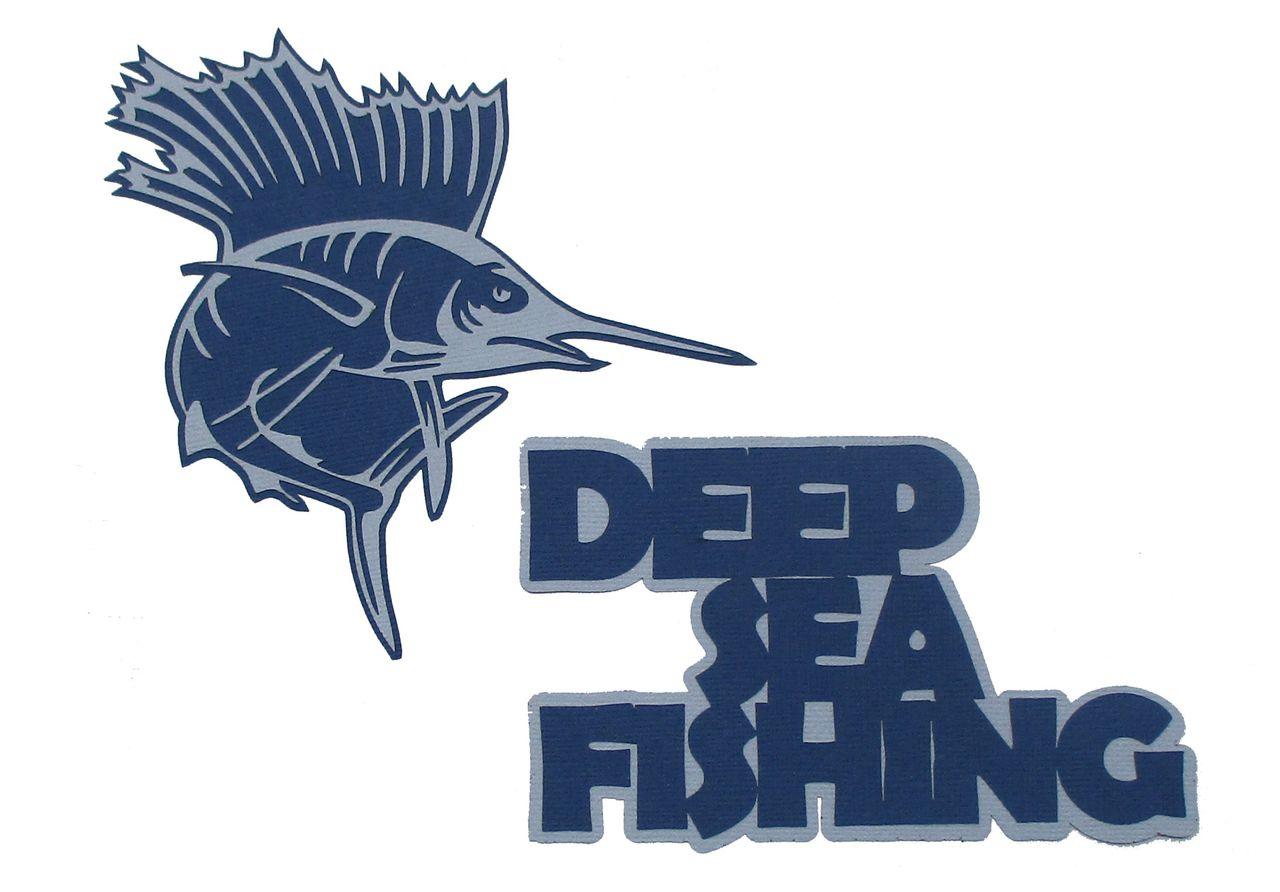 Deep Sea Fishing 2-Piece Set Fully-Assembled 3 x 6 Laser Cut Scrapbook Embellishment by SSC Laser Designs