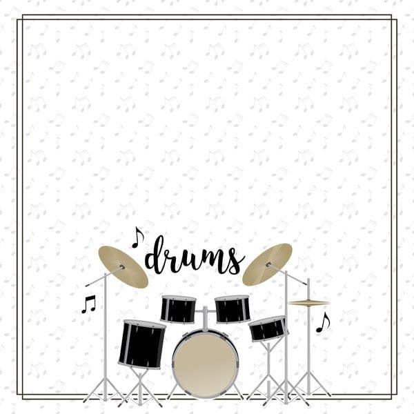 Musical Note Collection Drums 12 x 12 Double-Sided Scrapbook Paper By Scrapbook Customs - Scrapbook Supply Companies