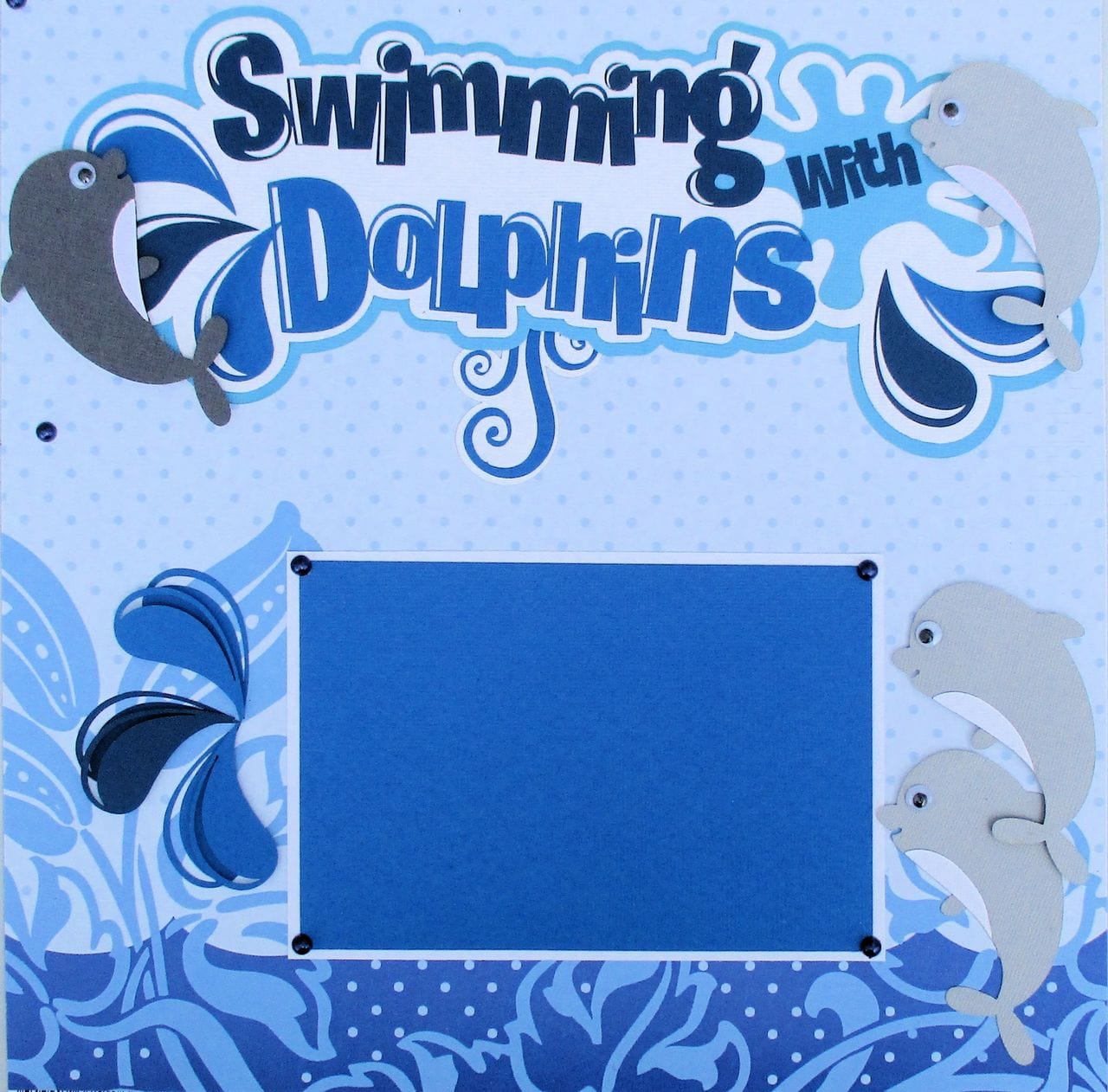 Swimming With Dolphins Premade Embellished Two-Page 12 x 12 Scrapbook Premade by SSC Designs