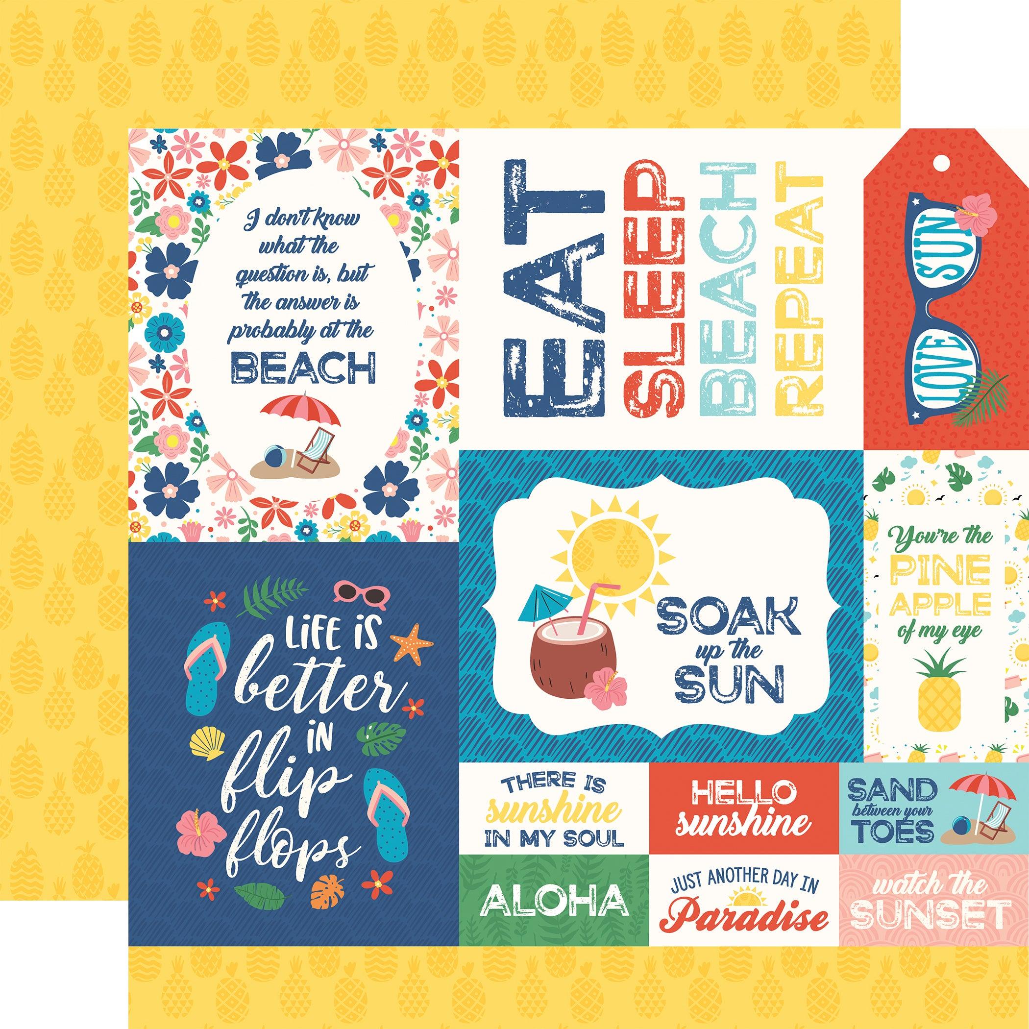 Endless Summer Collection Multi Journaling Cards 12 x 12 Double-Sided Scrapbook Paper by Echo Park Paper - Scrapbook Supply Companies