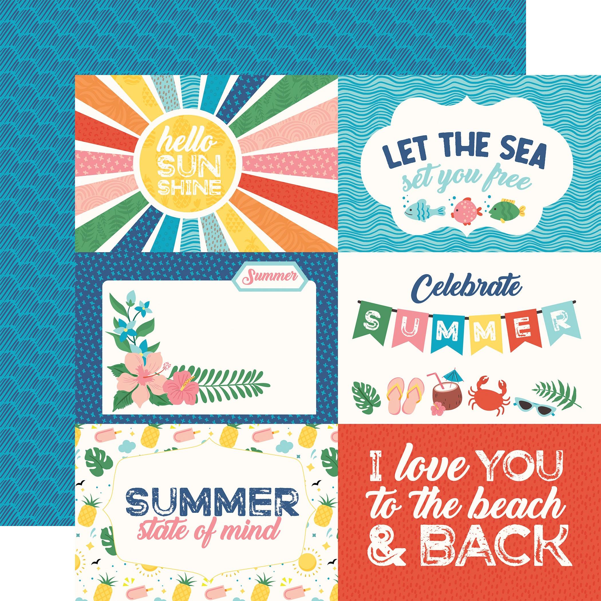 Endless Summer Collection 6x4 Journaling Cards 12 x 12 Double-Sided Scrapbook Paper by Echo Park Paper - Scrapbook Supply Companies