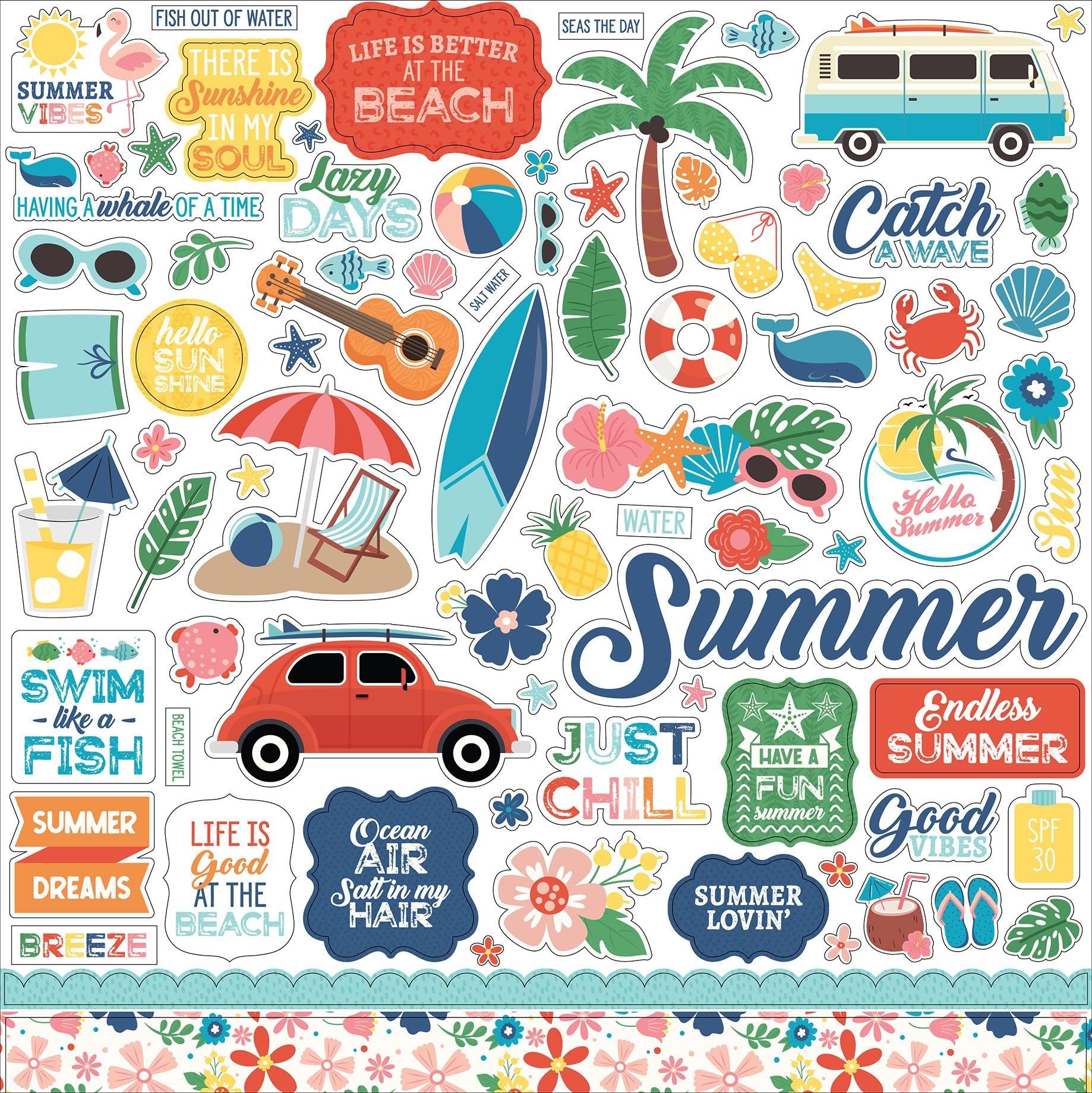 Endless Summer Collection 12 x 12 Scrapbook Sticker Sheet by Echo Park Paper - Scrapbook Supply Companies