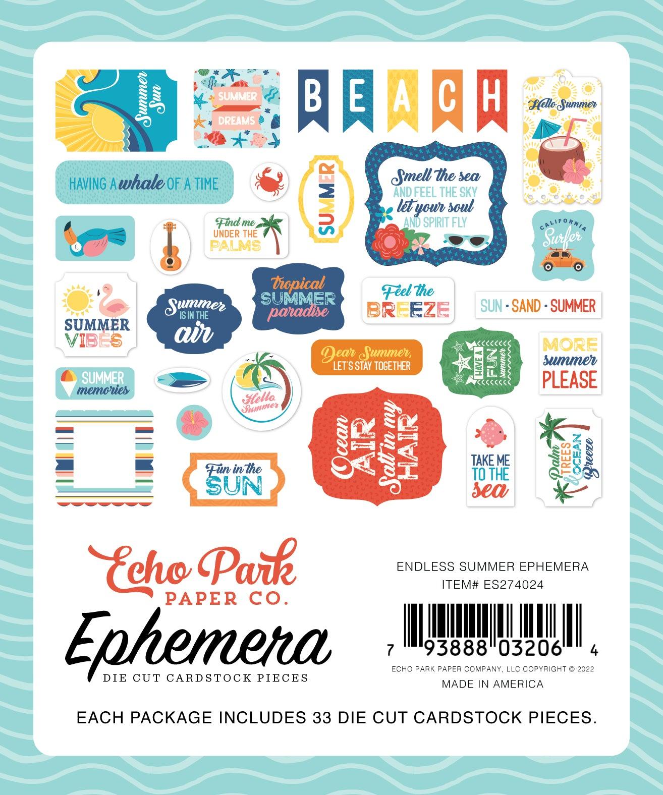 Endless Summer Collection 5 x 5 Scrapbook Ephemera Die Cuts by Echo Park Paper - Scrapbook Supply Companies