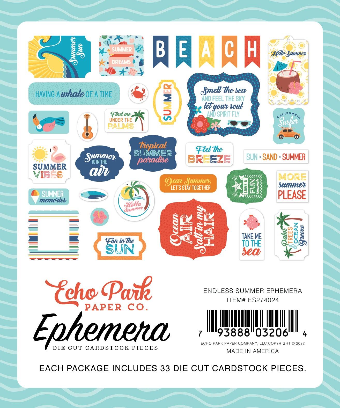 Endless Summer Collection 5 x 5 Scrapbook Ephemera Die Cuts by Echo Park Paper - Scrapbook Supply Companies