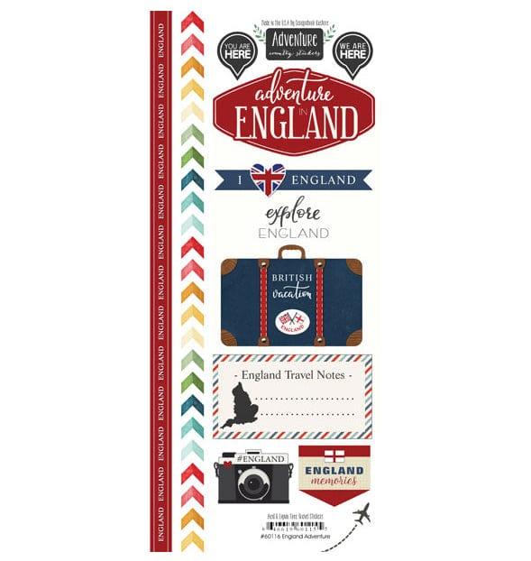 Travel Adventure Collection England Adventure 6 x 12 Scrapbook Sticker Sheet by Scrapbook Customs - Scrapbook Supply Companies
