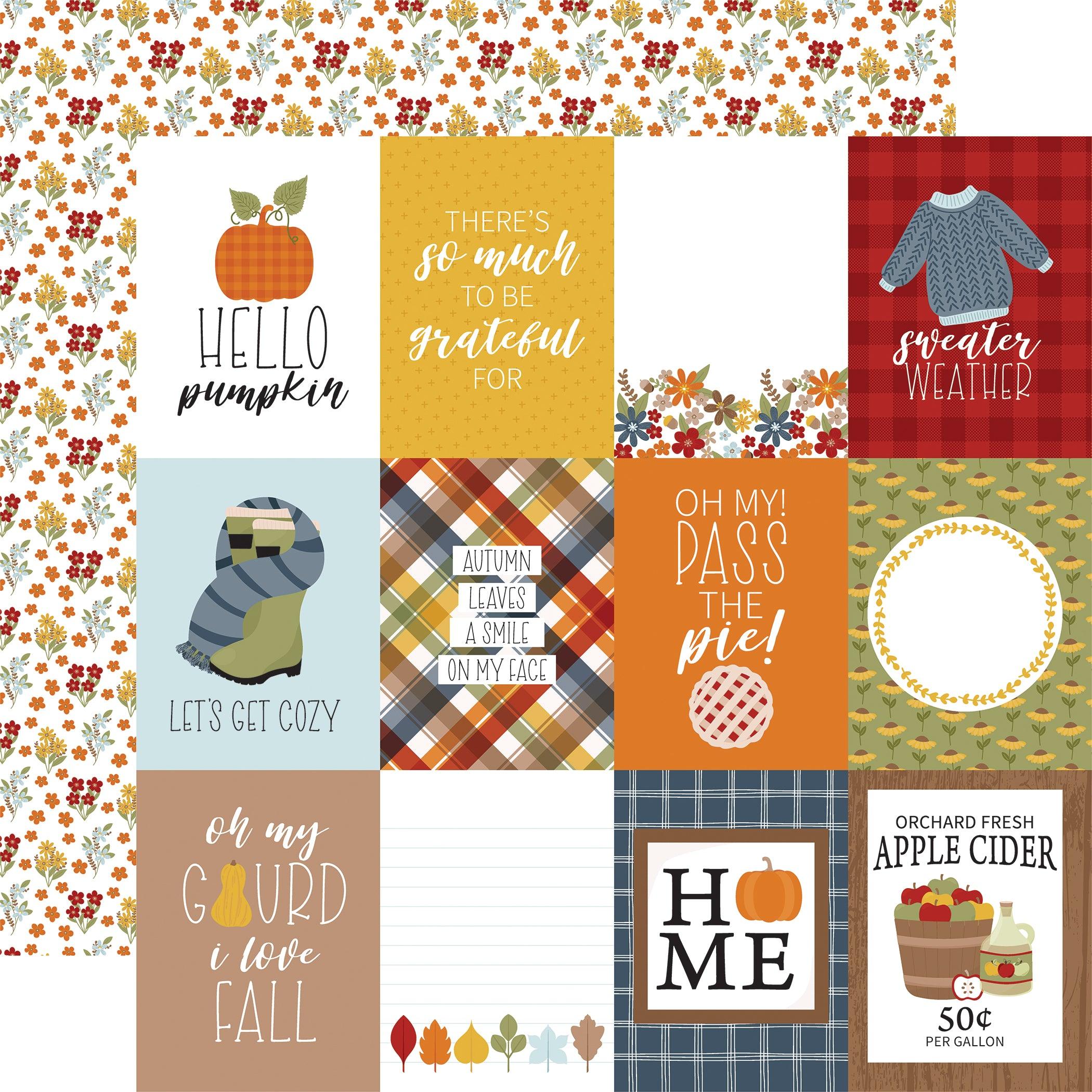 Fall Fever Collection 3 x 4 Journaling Cards 12 x 12 Double-Sided Scrapbook Paper by Echo Park Paper - Scrapbook Supply Companies