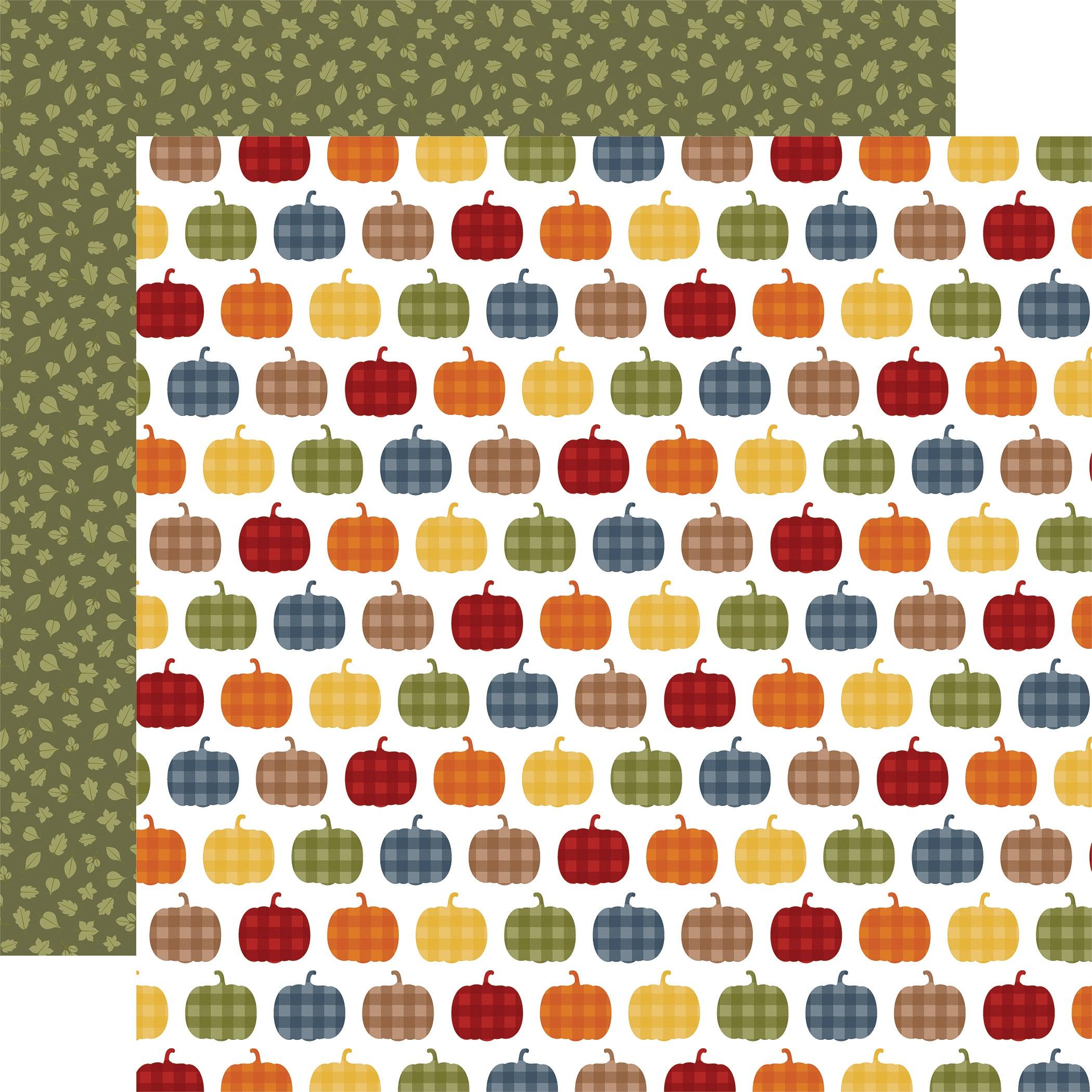 Fall Fever Collection Gingham Gourds 12 x 12 Double-Sided Scrapbook Paper by Echo Park Paper - Scrapbook Supply Companies
