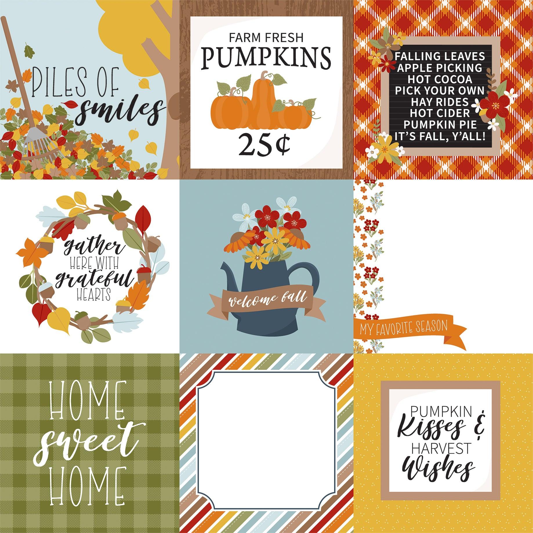 Fall Fever Collection 4x4 Journaling Cards 12 x 12 Double-Sided Scrapbook Paper by Echo Park Paper - Scrapbook Supply Companies