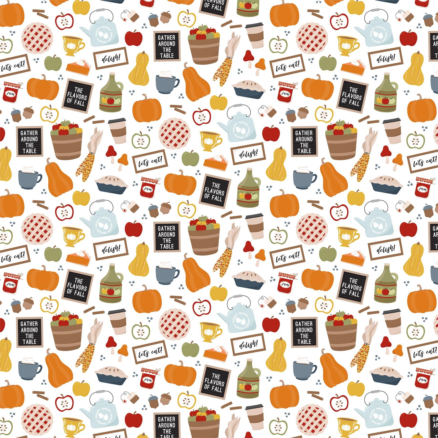 Fall Fever Collection Flavors Of Fall 12 x 12 Double-Sided Scrapbook Paper by Echo Park Paper - Scrapbook Supply Companies