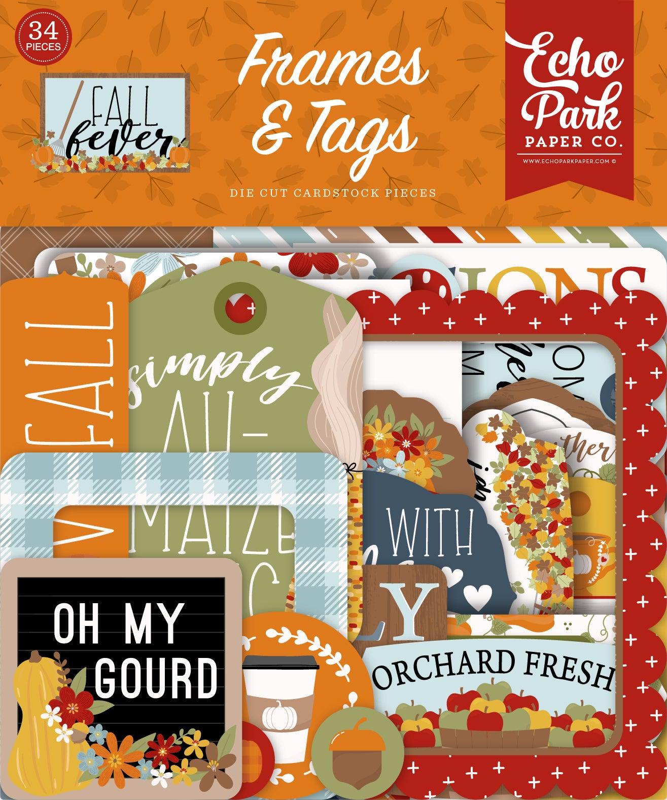 Fall Fever Collection 5 x 5 Scrapbook Tags & Frames Die Cuts by Echo Park Paper - Scrapbook Supply Companies