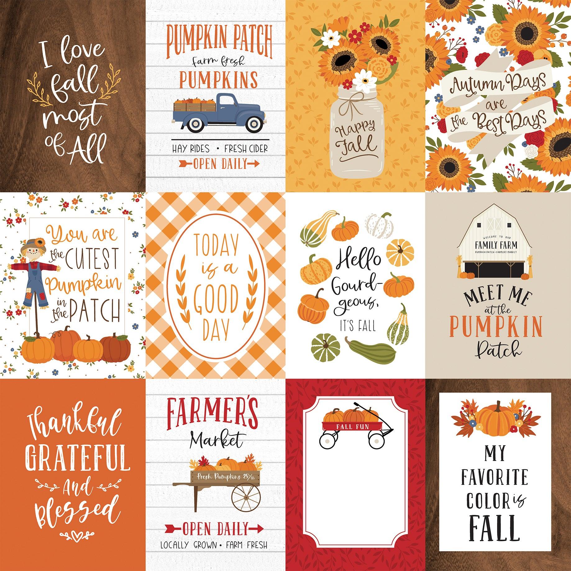 Fall Collection 3 x 4 Journaling Cards 12 x 12 Double-Sided Scrapbook Paper by Echo Park Paper - Scrapbook Supply Companies
