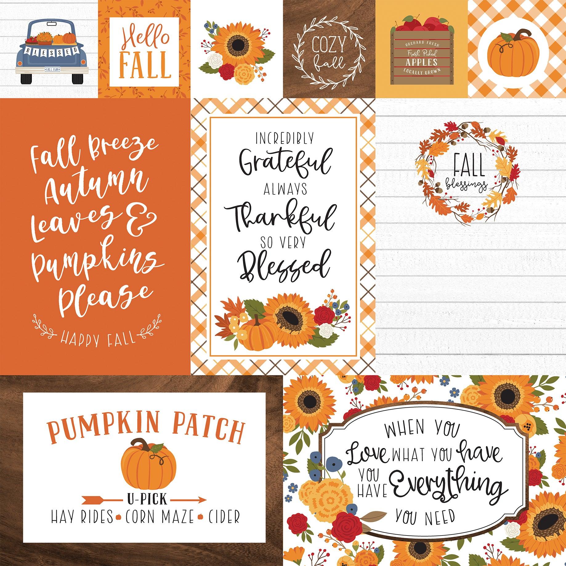 Fall Collection Multi Journaling Cards 12 x 12 Double-Sided Scrapbook Paper by Echo Park Paper - Scrapbook Supply Companies