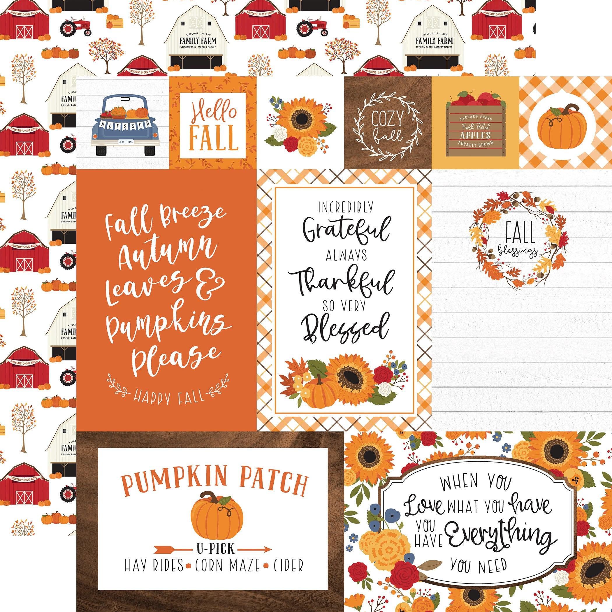 Fall Collection Multi Journaling Cards 12 x 12 Double-Sided Scrapbook Paper by Echo Park Paper