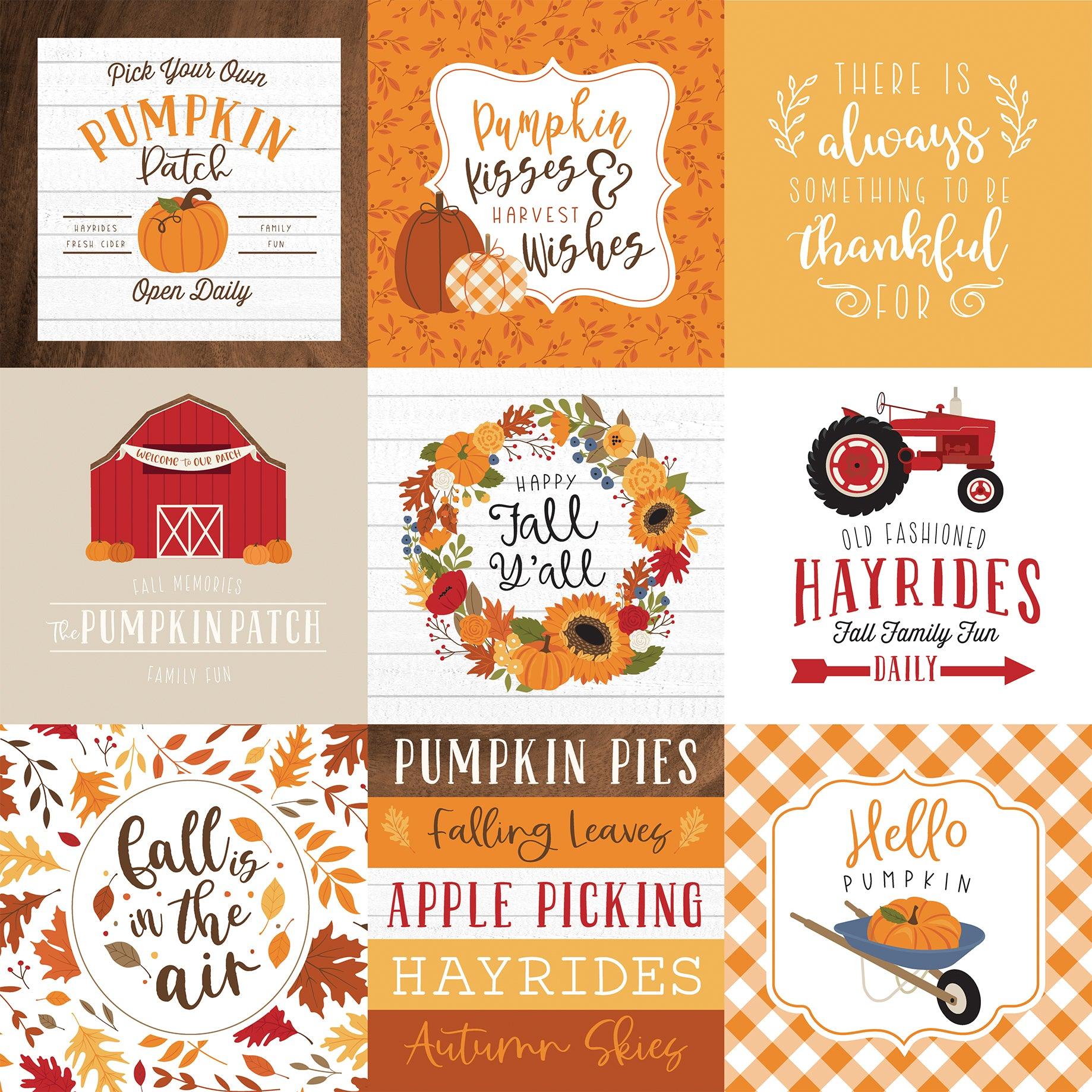 Fall Collection 4 x 4 Journaling Cards 12 x 12 Double-Sided Scrapbook Paper by Echo Park Paper - Scrapbook Supply Companies
