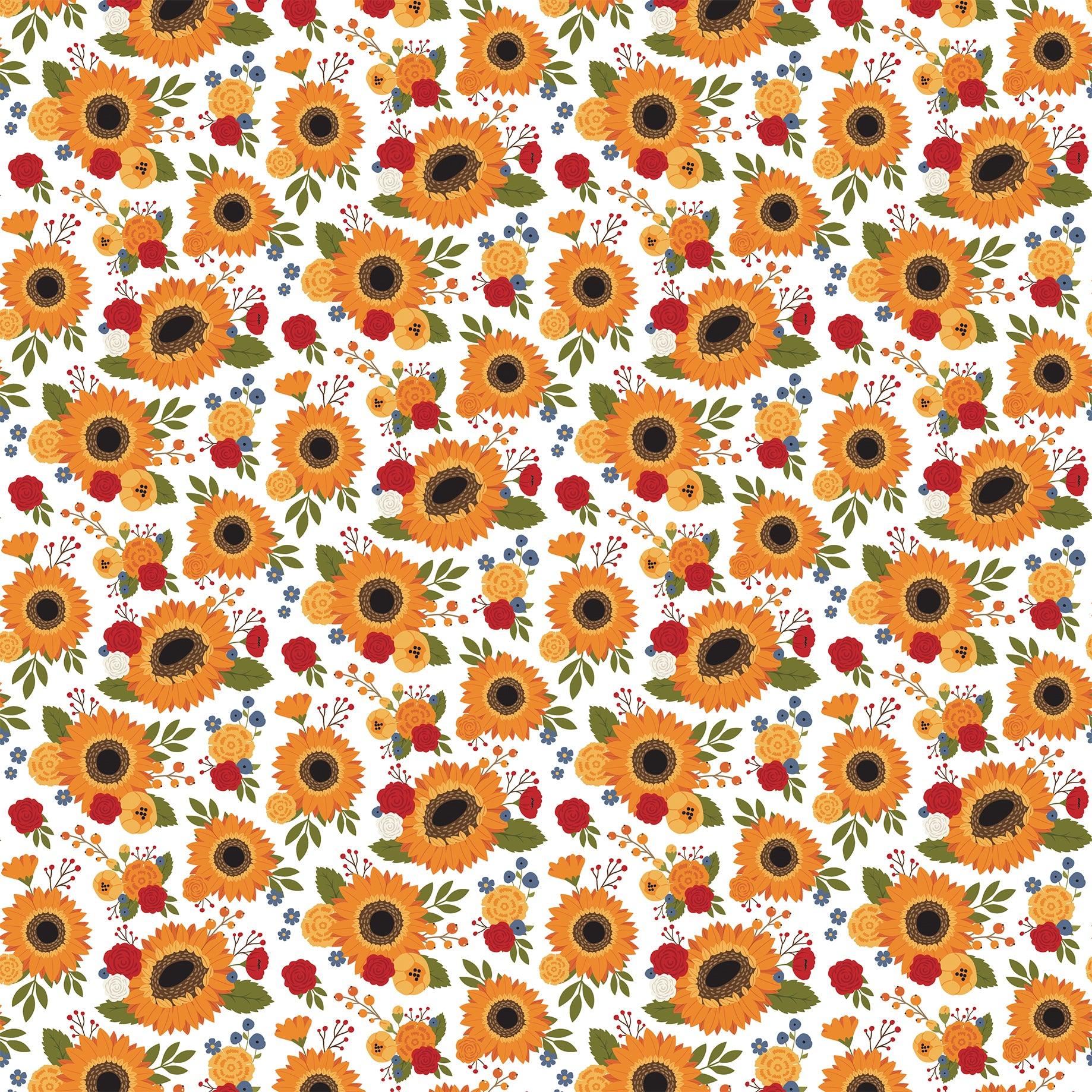 Fall Collection Family Farm Floral 12 x 12 Double-Sided Scrapbook Paper by Echo Park Paper - Scrapbook Supply Companies