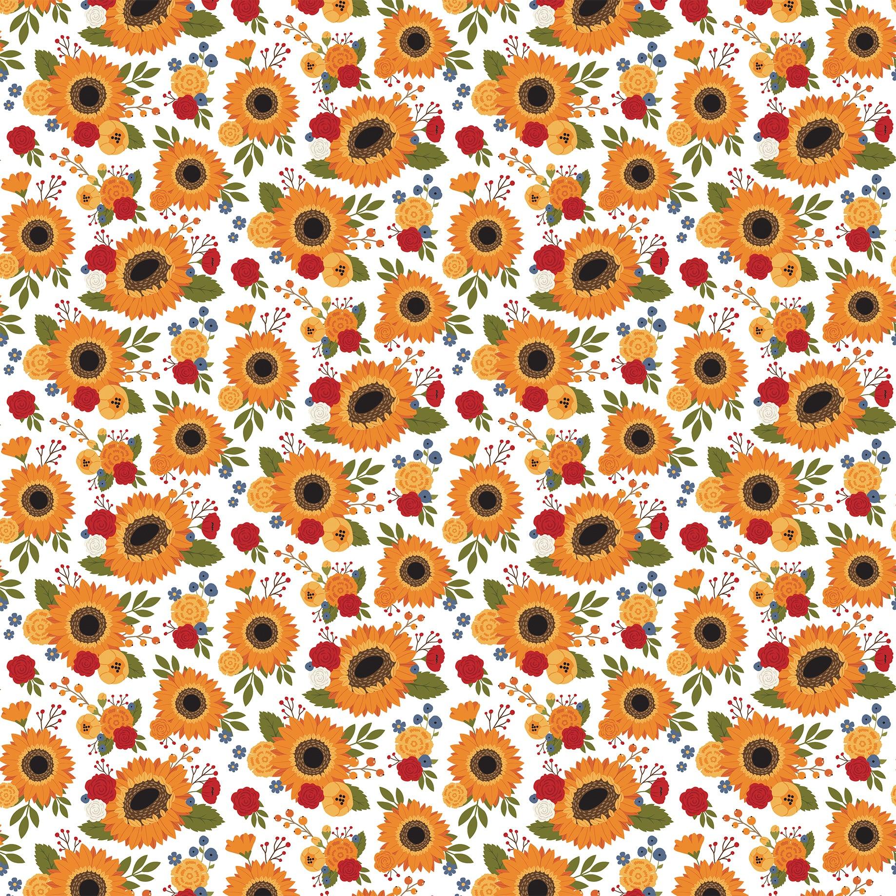 Fall Collection Family Farm Floral 12 x 12 Double-Sided Scrapbook Paper by Echo Park Paper - Scrapbook Supply Companies