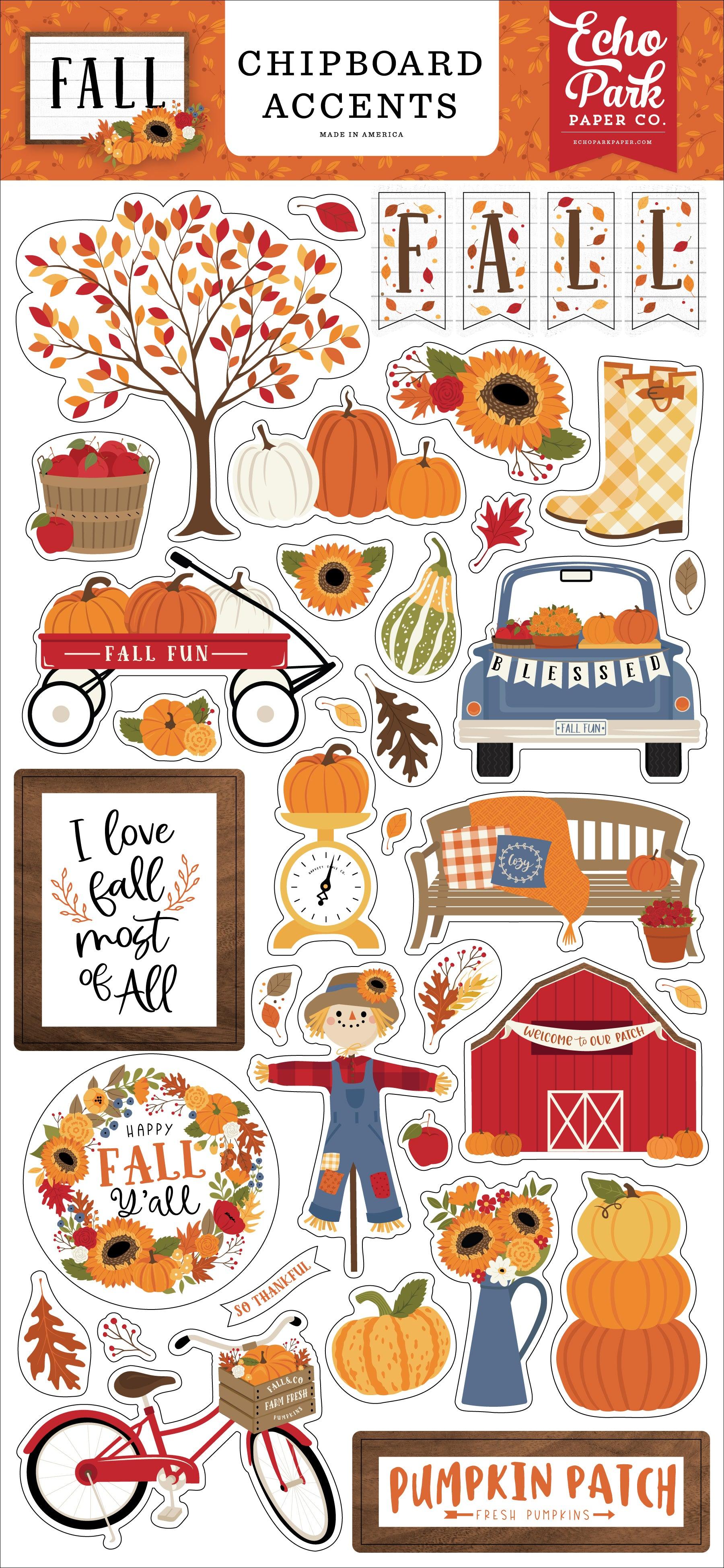 Fall Collection 6 x 12 Scrapbook Chipboard Accents by Echo Park Paper - Scrapbook Supply Companies