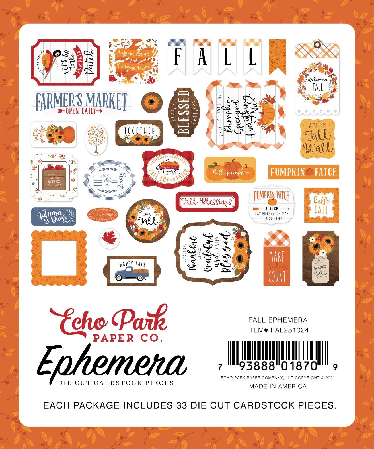 Fall Collection 5 x 5 Scrapbook Ephemera Die Cuts by Echo Park Paper - Scrapbook Supply Companies