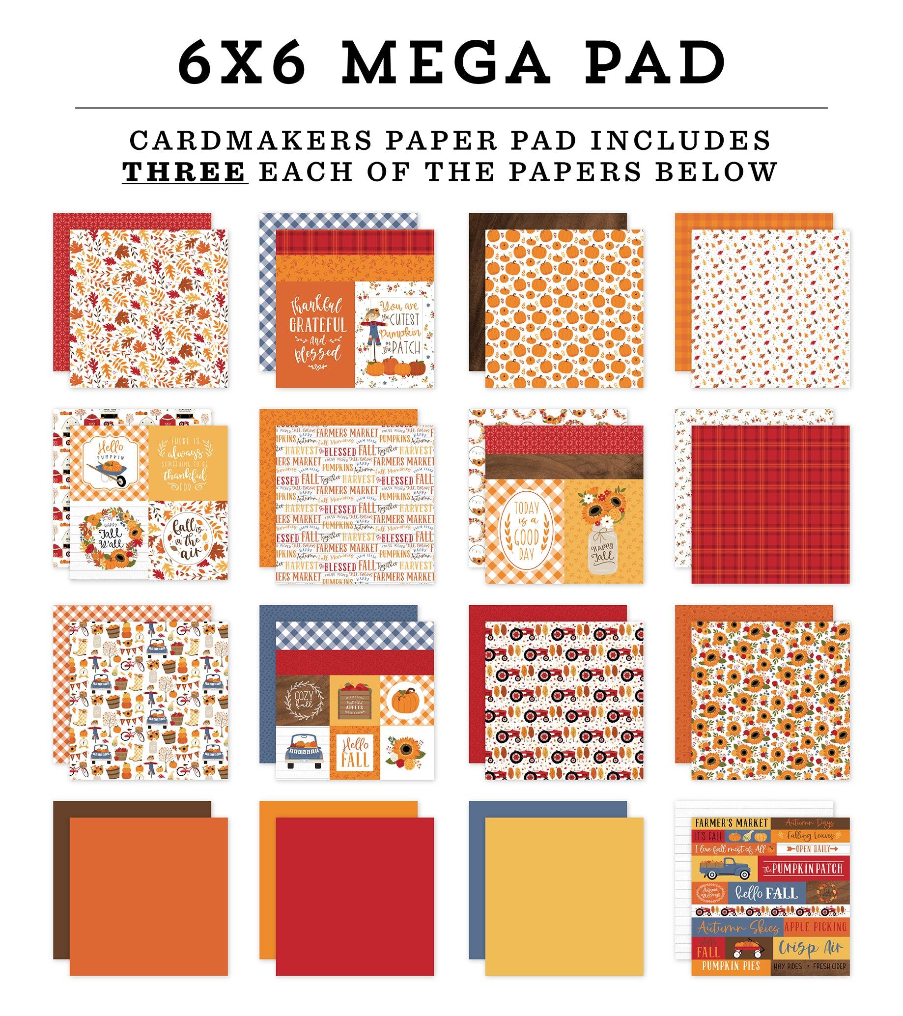 Fall Collection 6 x 6 Mega Paper Pad by Echo Park Paper - 48 Double-Sided Papers - Scrapbook Supply Companies