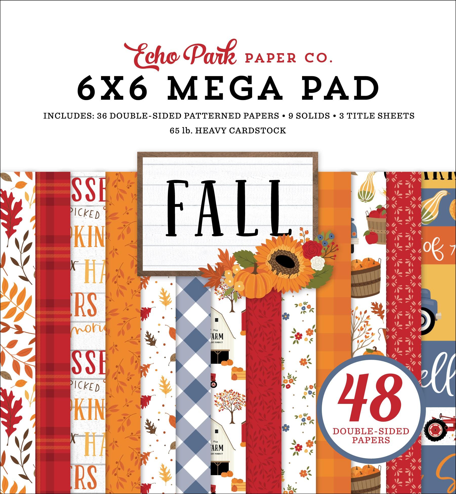 Fall Collection 6 x 6 Mega Paper Pad by Echo Park Paper - 48 Double-Sided Papers - Scrapbook Supply Companies