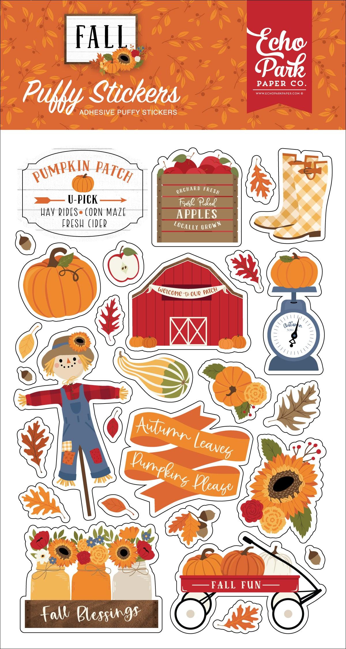 Fall Collection 4 x 7 Puffy Stickers Scrapbook Embellishments by Echo Park Paper - Scrapbook Supply Companies