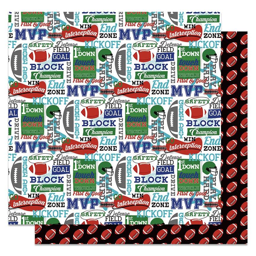 MVP Football Collection End Zone 12 x 12 Double-Sided Scrapbook Paper by Photo Play Paper