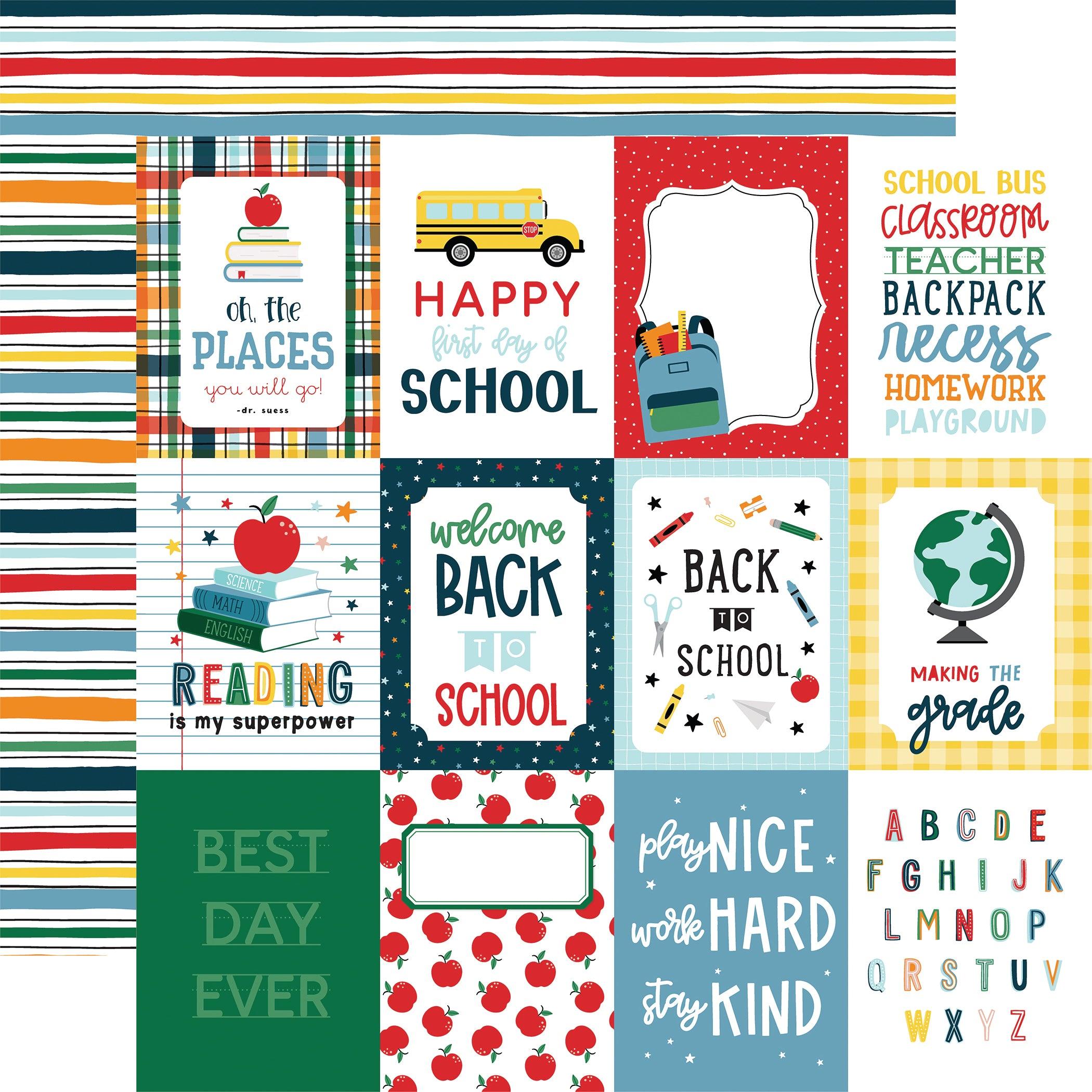 First Day of School Collection 12 x 12 Double-Sided Scrapbook Paper Kit & Sticker Sheet by Echo Park Paper - 13 Pieces - Scrapbook Supply Companies