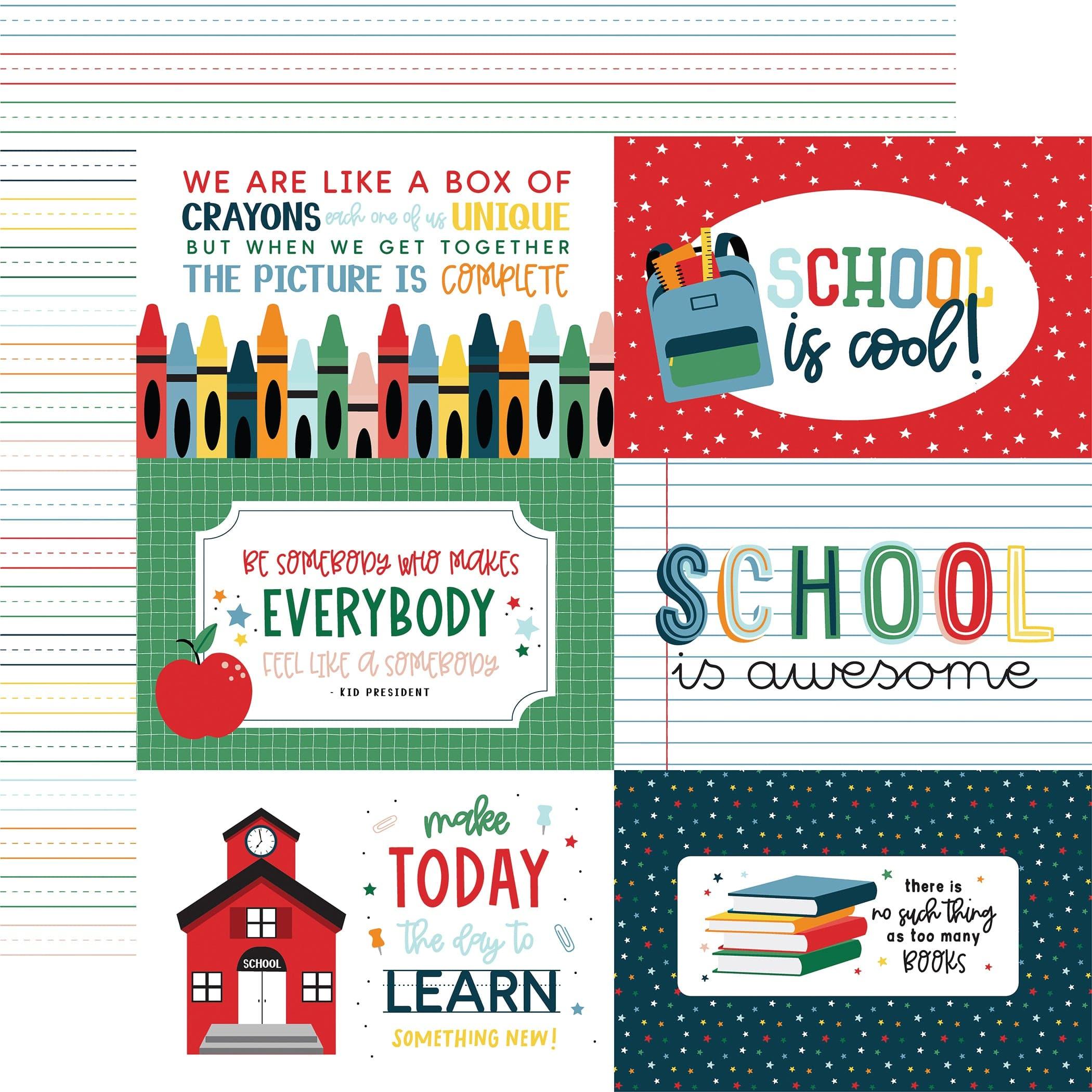 First Day of School Collection 12 x 12 Double-Sided Scrapbook Paper Kit & Sticker Sheet by Echo Park Paper - 13 Pieces - Scrapbook Supply Companies