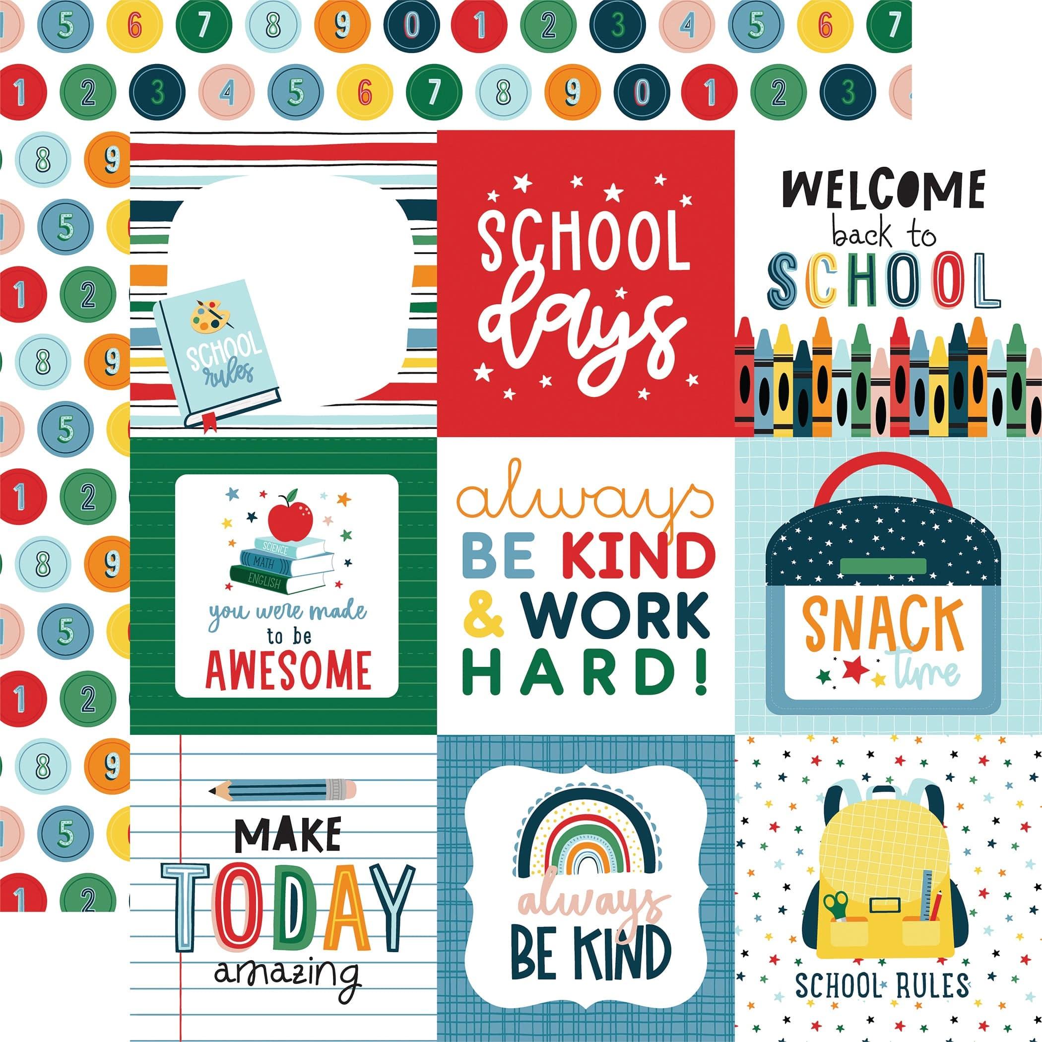 First Day of School Collection 12 x 12 Double-Sided Scrapbook Paper Kit & Sticker Sheet by Echo Park Paper - 13 Pieces - Scrapbook Supply Companies