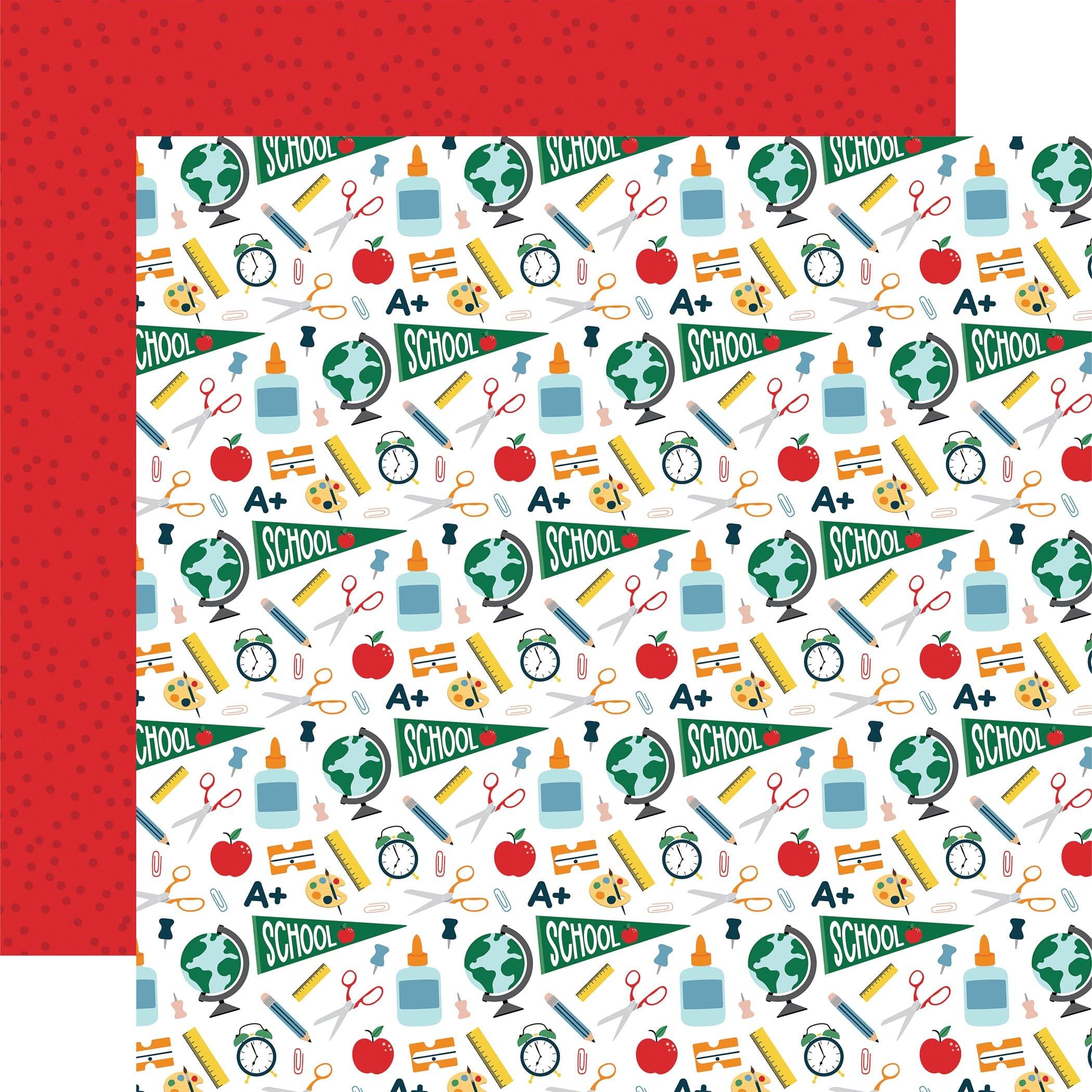 First Day of School Collection 12 x 12 Double-Sided Scrapbook Paper Kit & Sticker Sheet by Echo Park Paper - 13 Pieces - Scrapbook Supply Companies