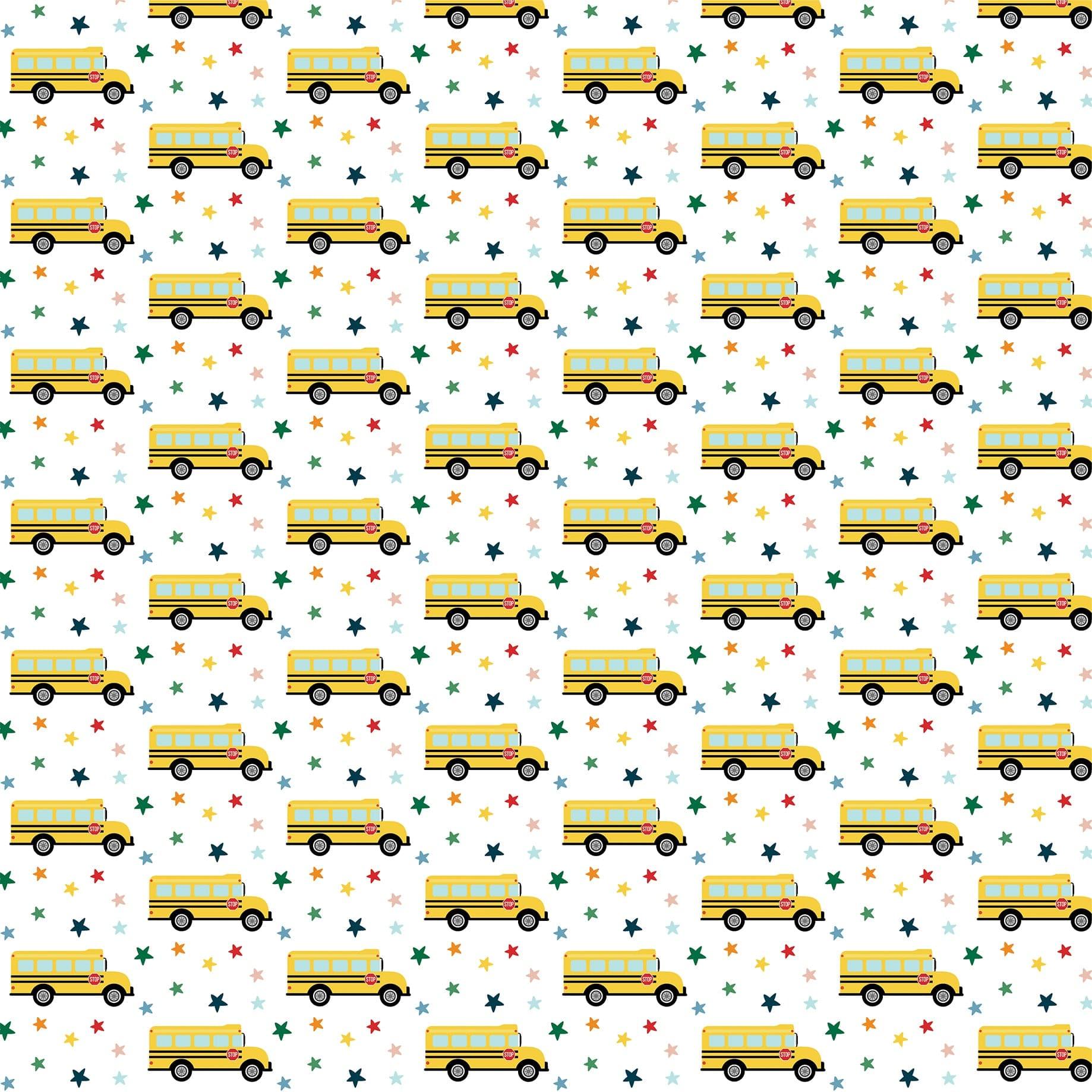 First Day Of School Collection Bus Stop 12 x 12 Double-Sided Scrapbook Paper by Echo Park Paper - Scrapbook Supply Companies