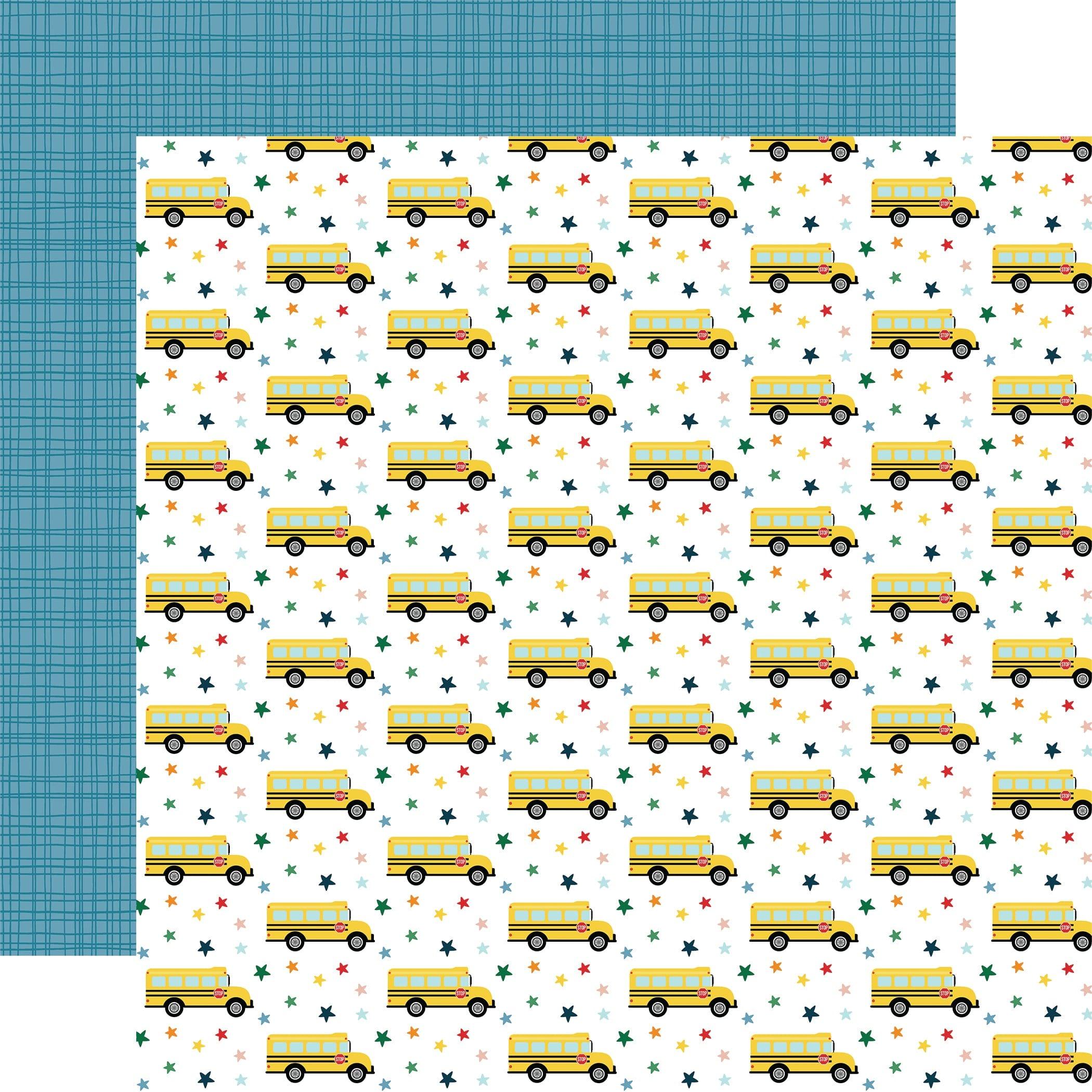 First Day Of School Collection Bus Stop 12 x 12 Double-Sided Scrapbook Paper by Echo Park Paper - Scrapbook Supply Companies