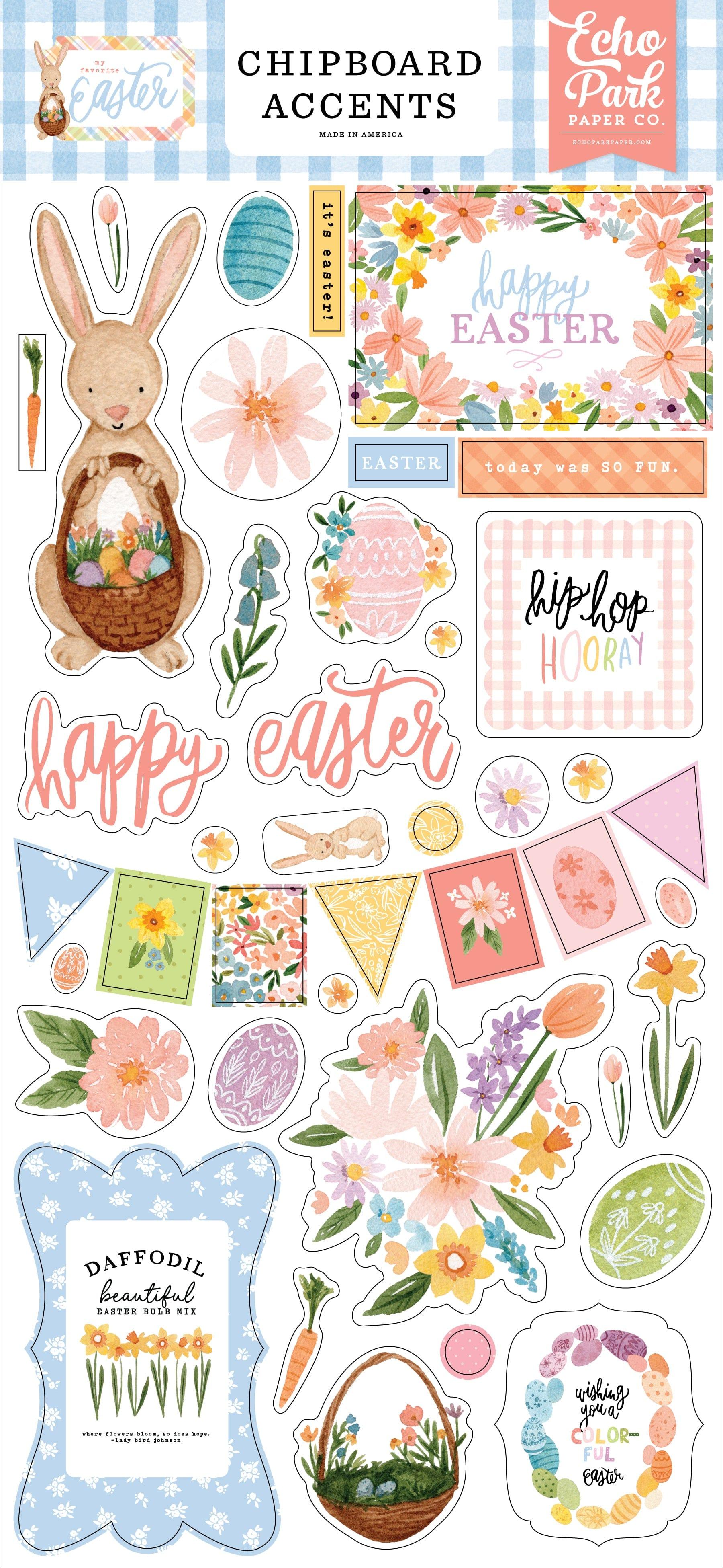 My Favorite Easter Collection 6 x 12 Scrapbook Chipboard Accents by Echo Park Paper - Scrapbook Supply Companies