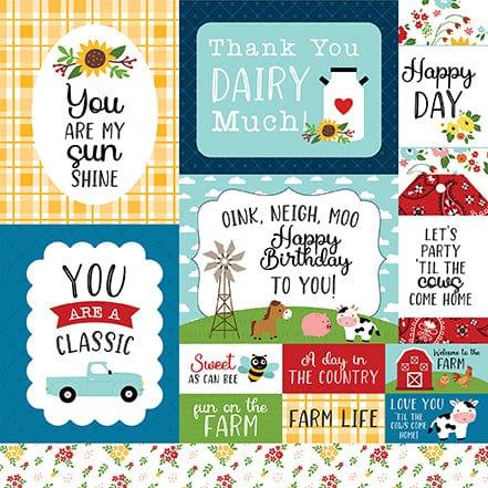 Fun On The Farm Collection Multi Journaling Cards 12 x 12 Double-Sided Scrapbook Paper by Echo Park Paper - Scrapbook Supply Companies