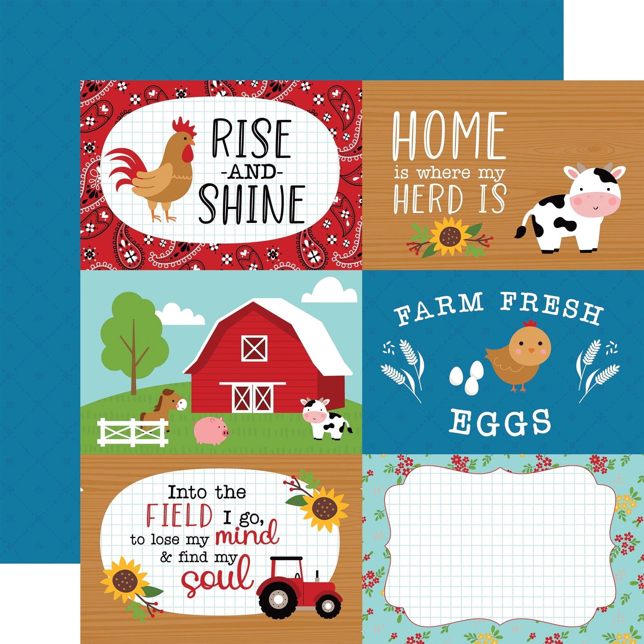 Fun On The Farm Collection 6x4 Journaling Cards 12 x 12 Double-Sided Scrapbook Paper by Echo Park Paper