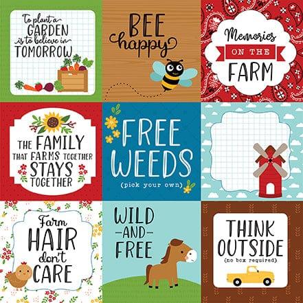 Fun On The Farm Collection 4x4 Journaling Cards 12 x 12 Double-Sided Scrapbook Paper by Echo Park Paper - Scrapbook Supply Companies