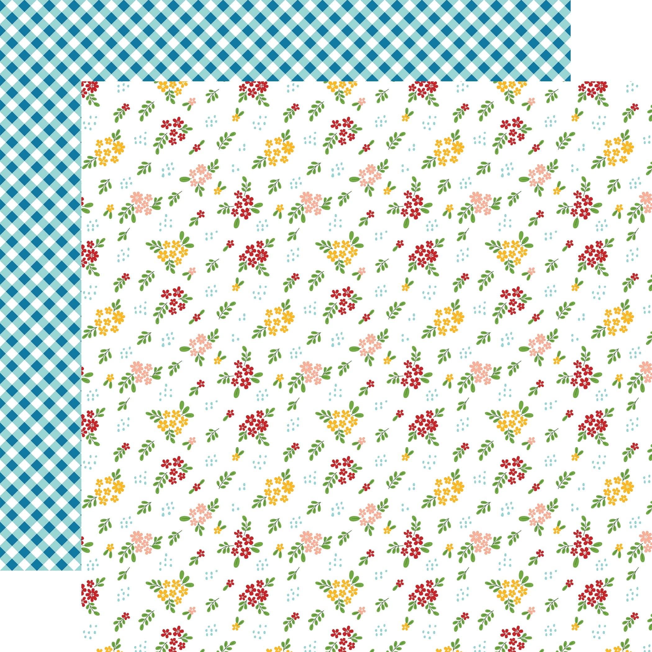 Fun On The Farm Collection Farm Flowers 12 x 12 Double-Sided Scrapbook Paper by Echo Park Paper - Scrapbook Supply Companies