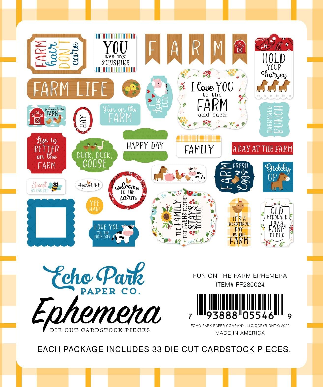 Fun On The Farm Collection 5 x 5 Scrapbook Ephemera Die Cuts by Echo Park Paper - Scrapbook Supply Companies