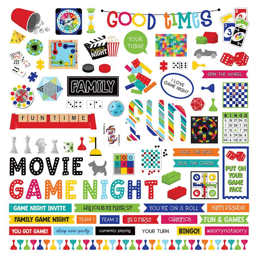 Family Fun Night Collection 12 x 12 Paper & Sticker Collection Pack by Photo Play Paper - Scrapbook Supply Companies